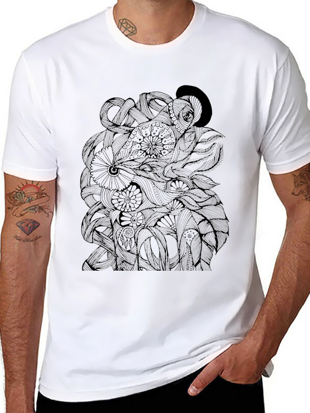 Intricate Octopus Design Black T-Shirt