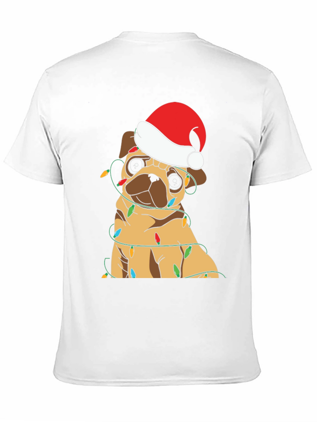Festive Pug Christmas Lights Graphic T-Shirt