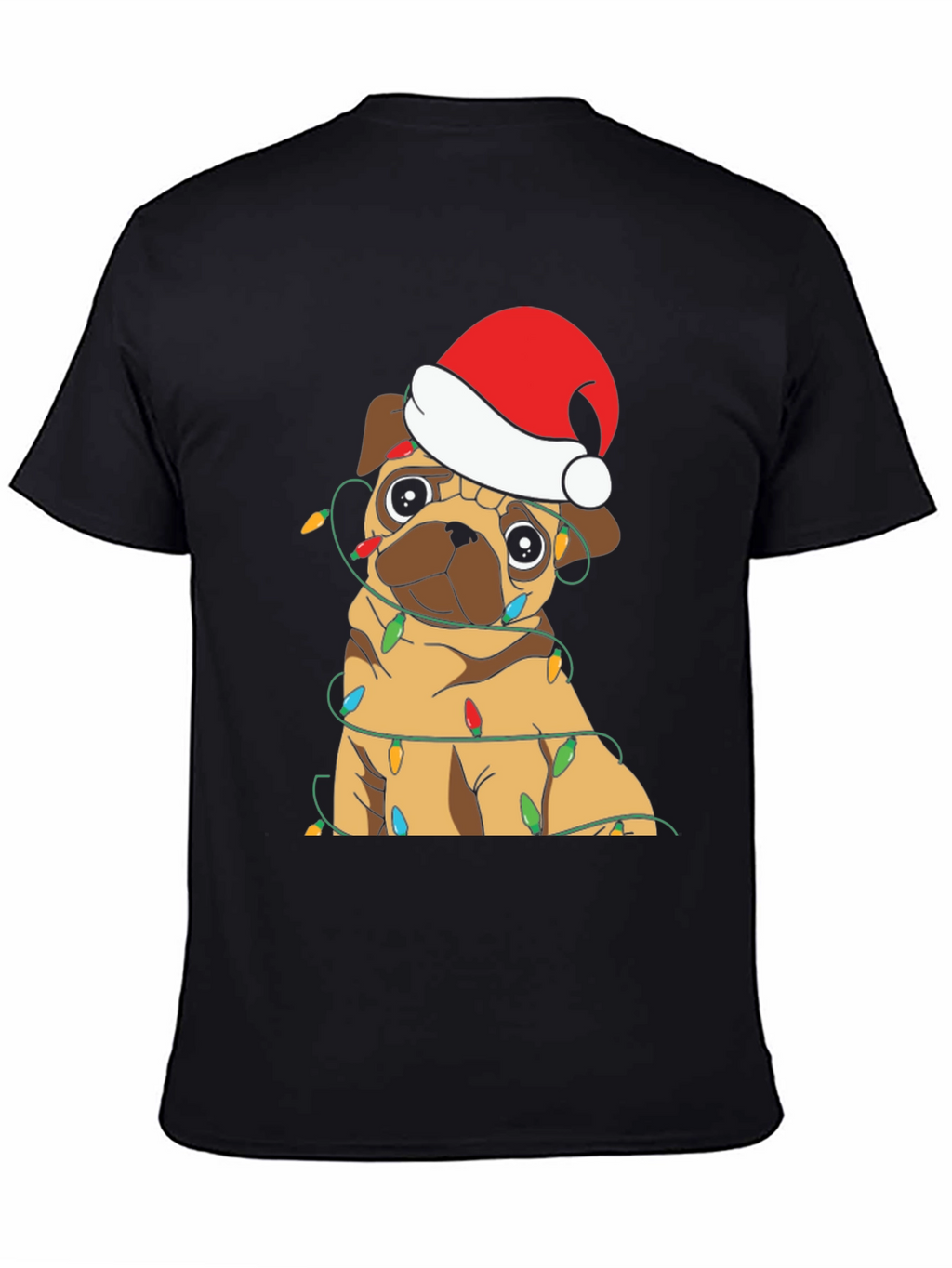 Festive Pug Christmas Lights Graphic T-Shirt