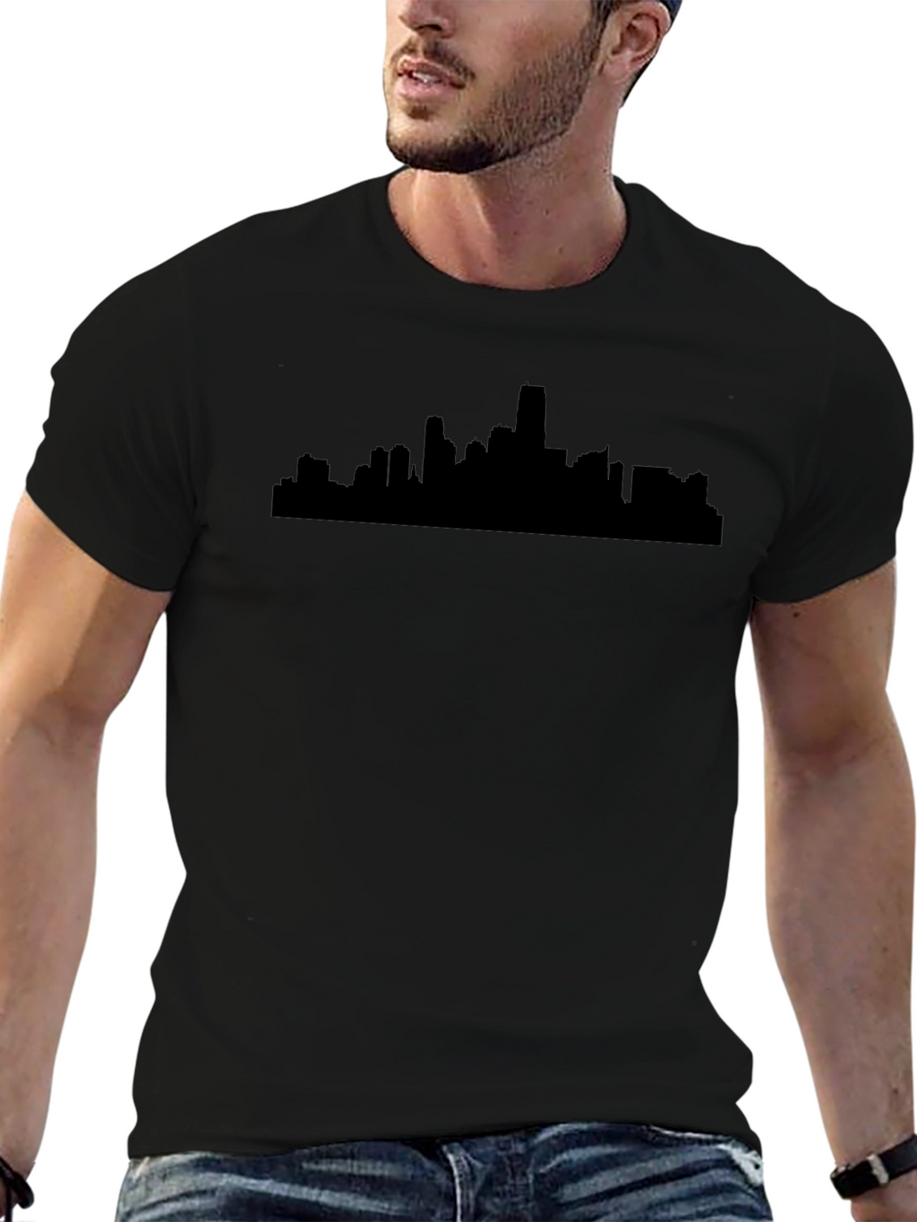 Cityscape Silhouette Black T-Shirt