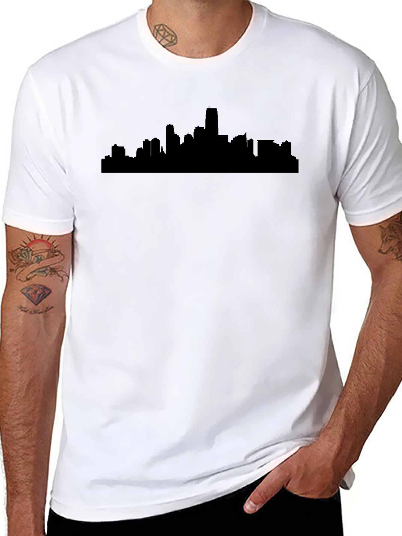 Cityscape Silhouette Black T-Shirt