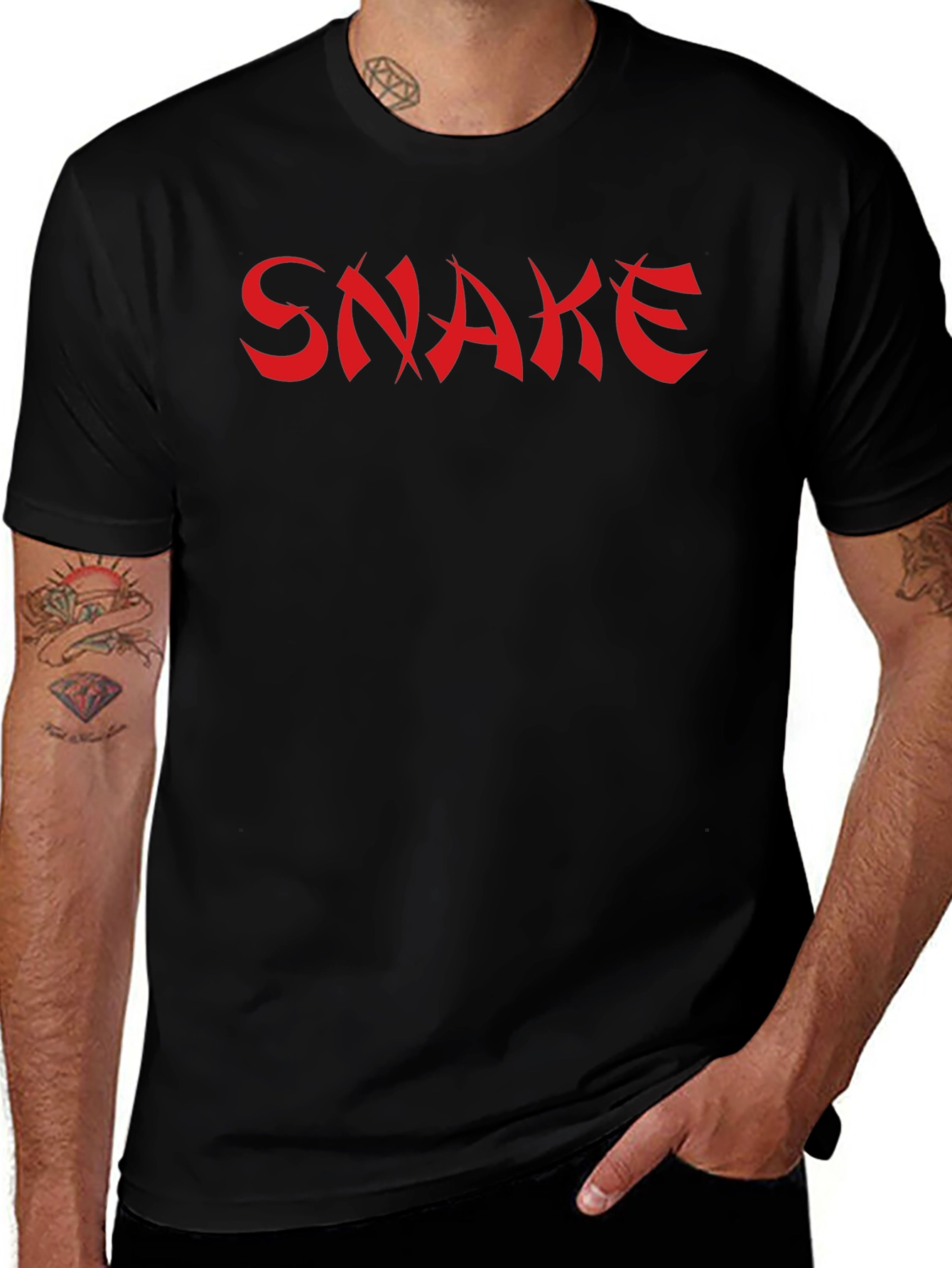 Bold Snake Graphic Tee - Black Cotton Blend