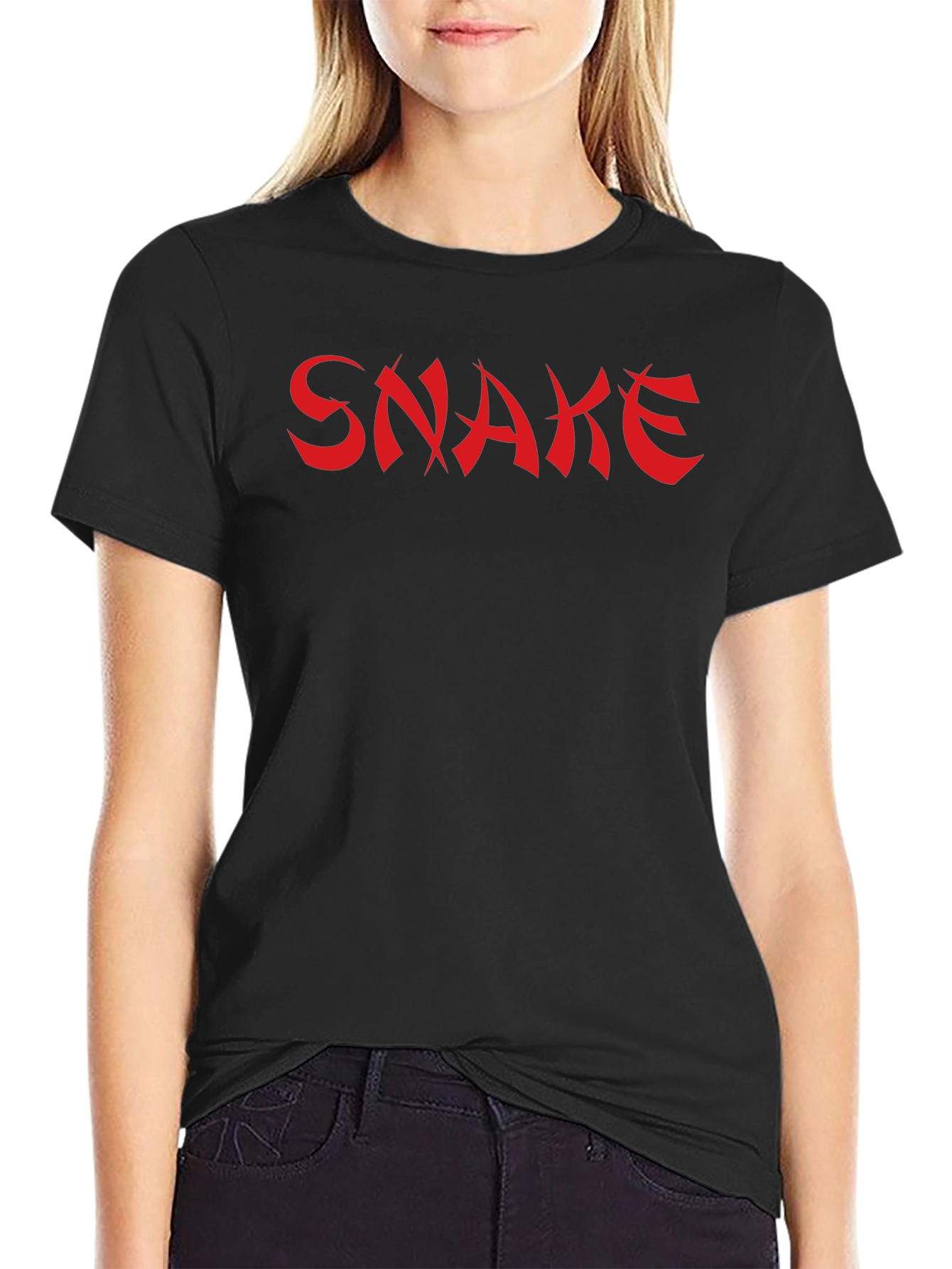 Bold Snake Graphic Tee - Black Cotton Blend