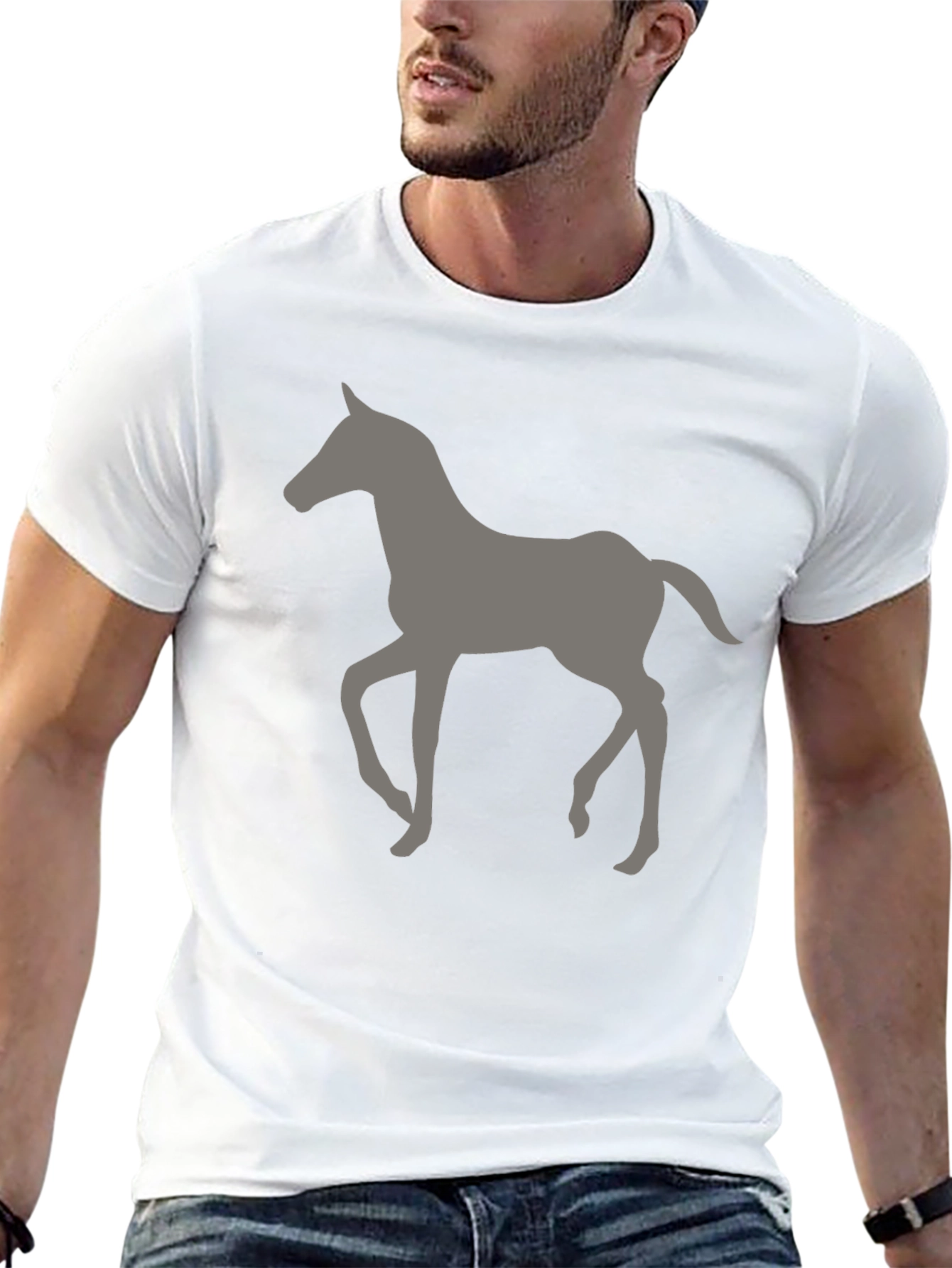 Horse Silhouette Graphic T-Shirt - Black