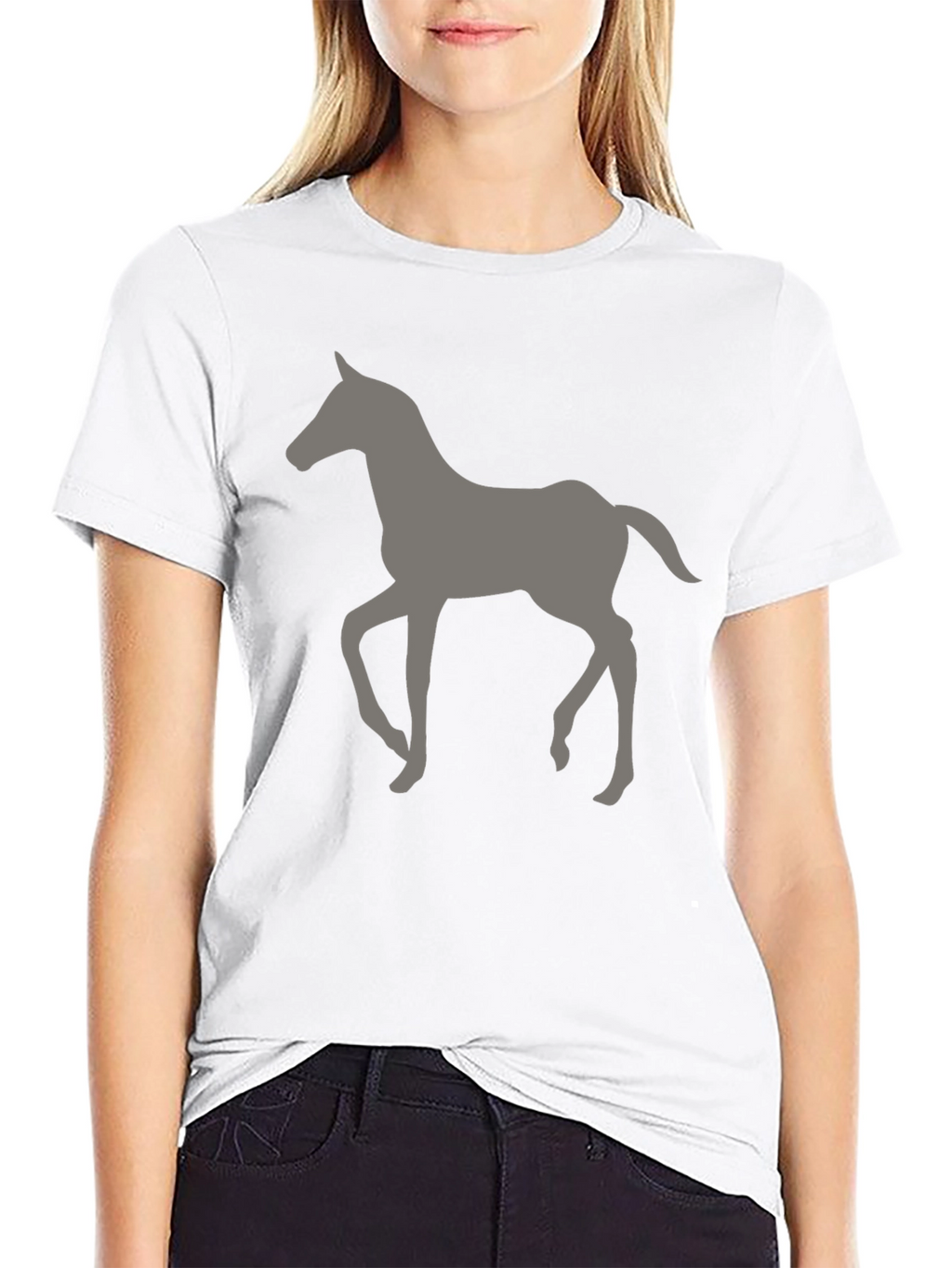 Horse Silhouette Graphic T-Shirt - Black