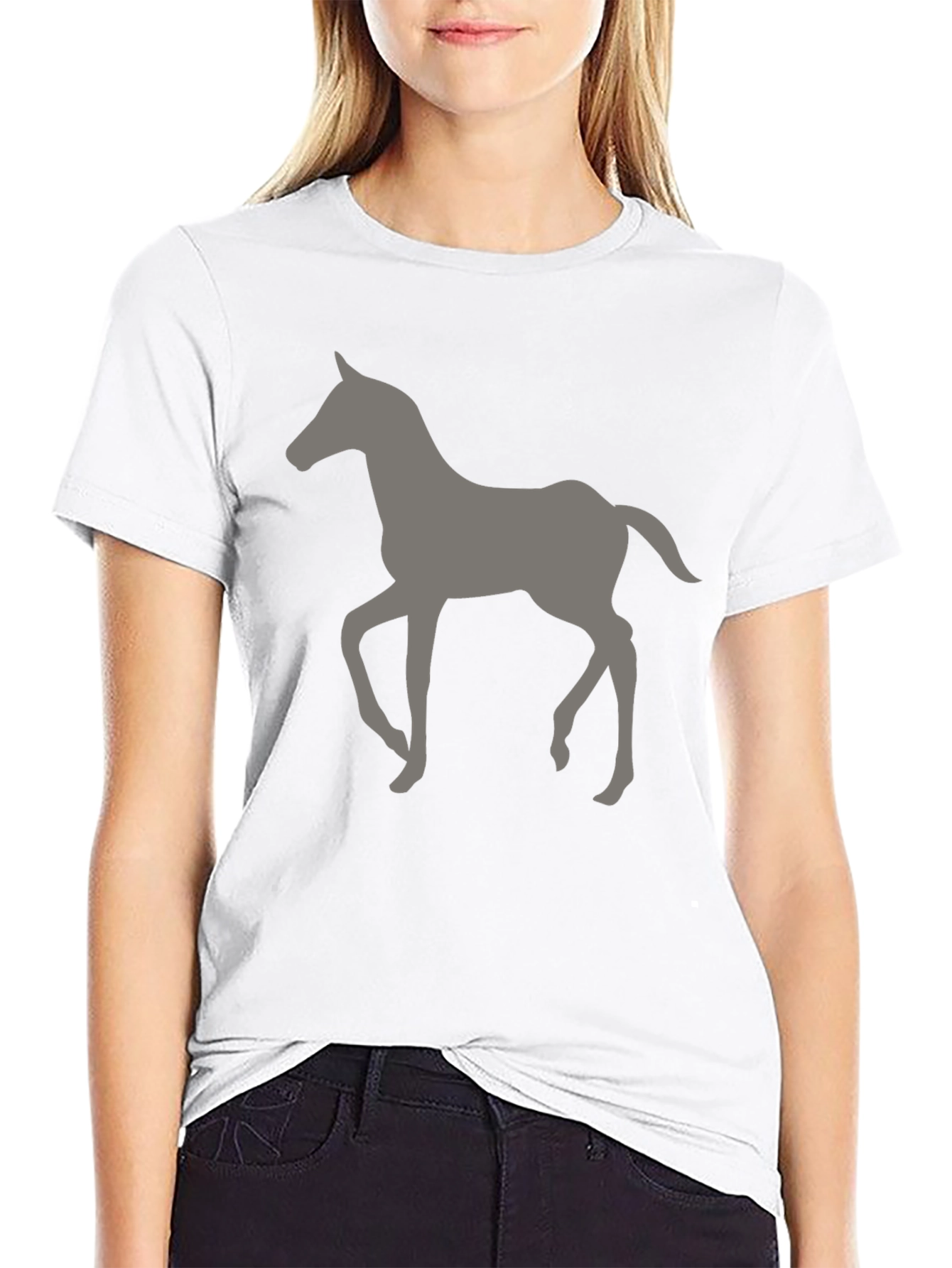 Horse Silhouette Graphic T-Shirt - Black