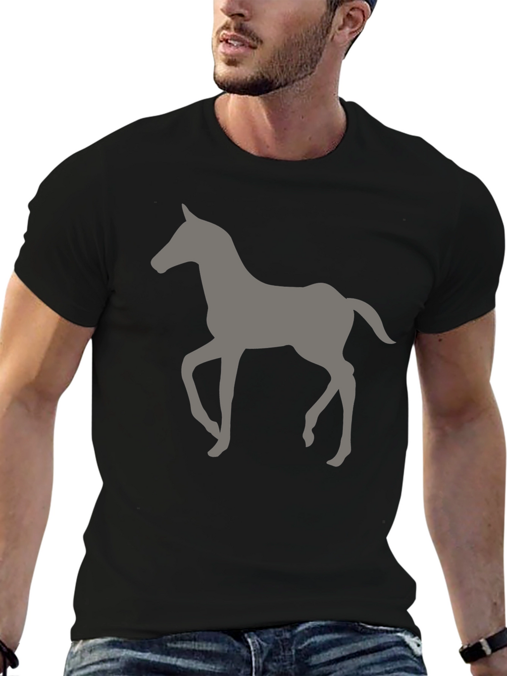 Horse Silhouette Graphic T-Shirt - Black