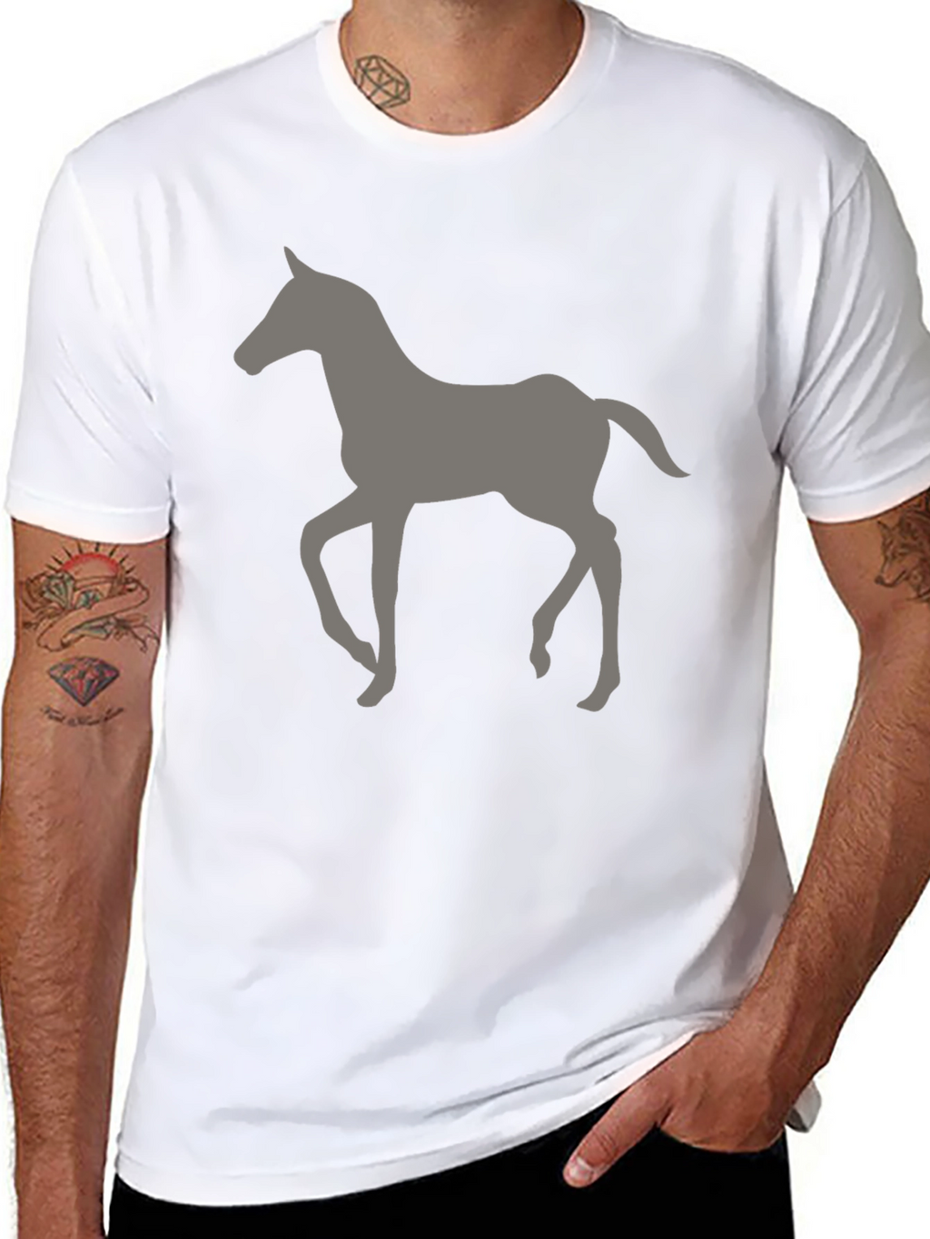 Horse Silhouette Graphic T-Shirt - Black