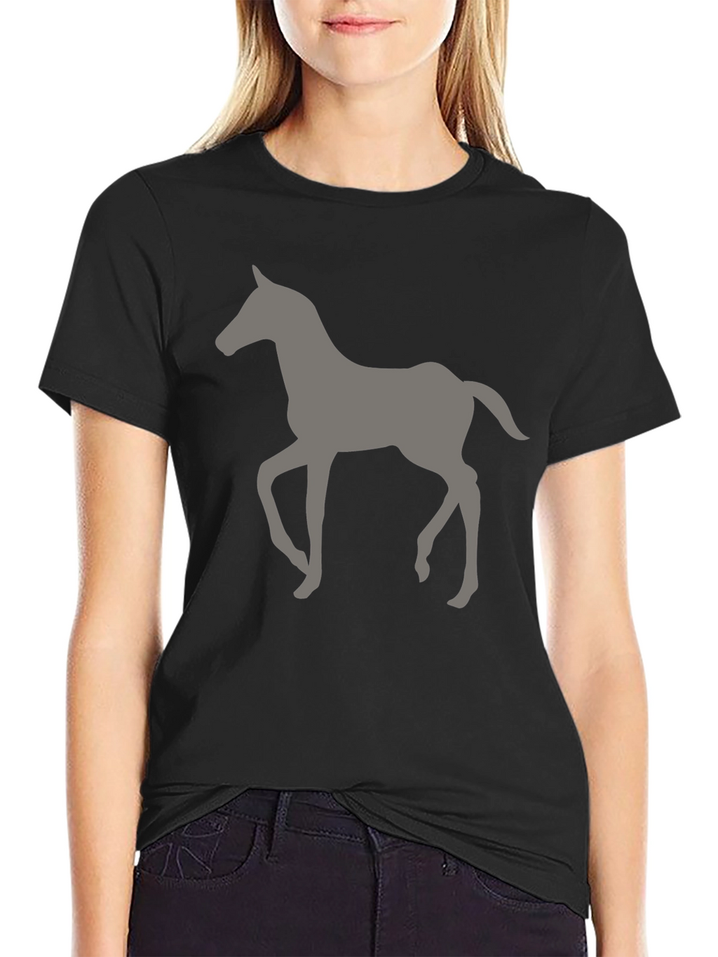 Horse Silhouette Graphic T-Shirt - Black