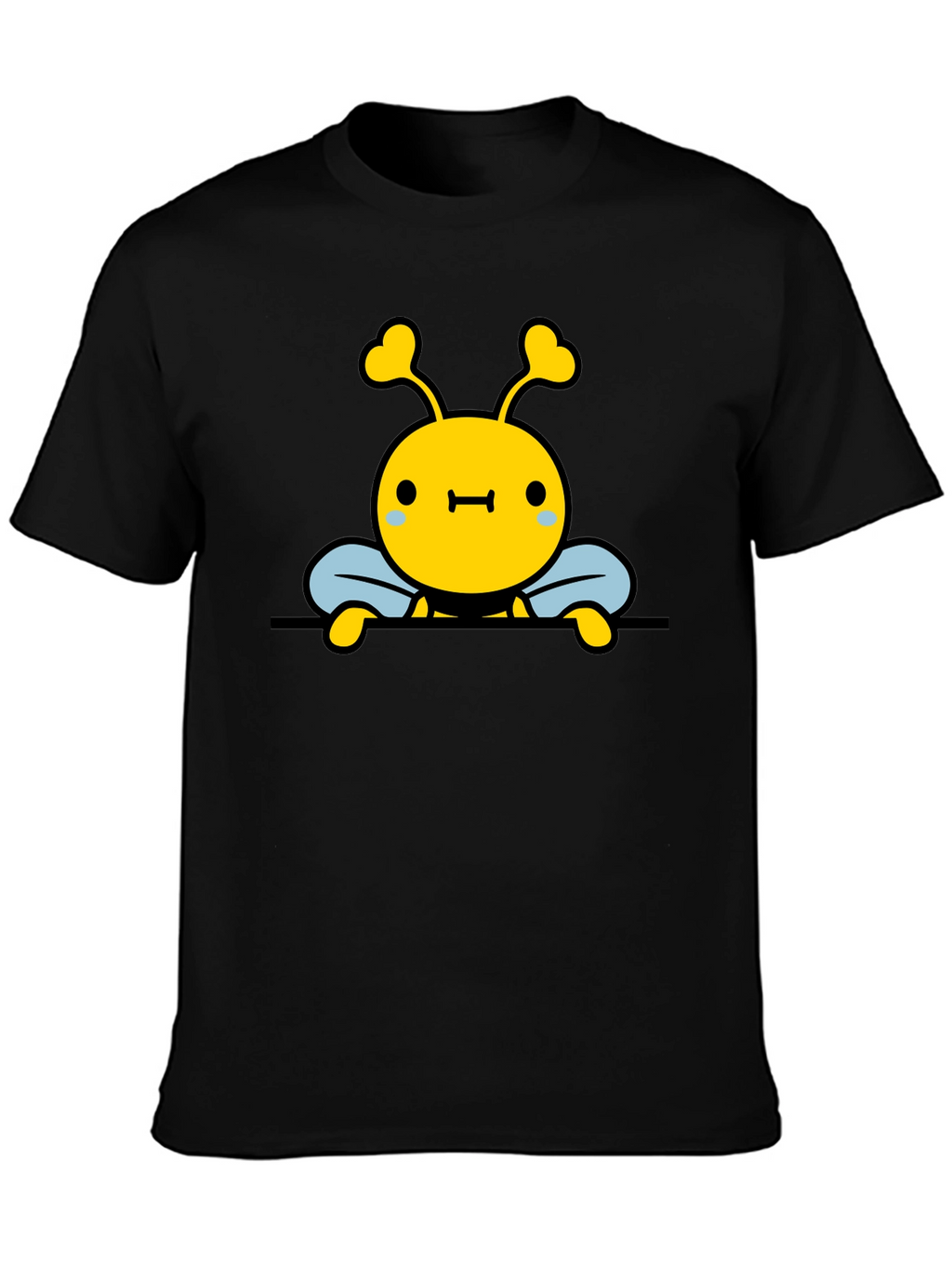 Cute Bee Graphic Black T-Shirt