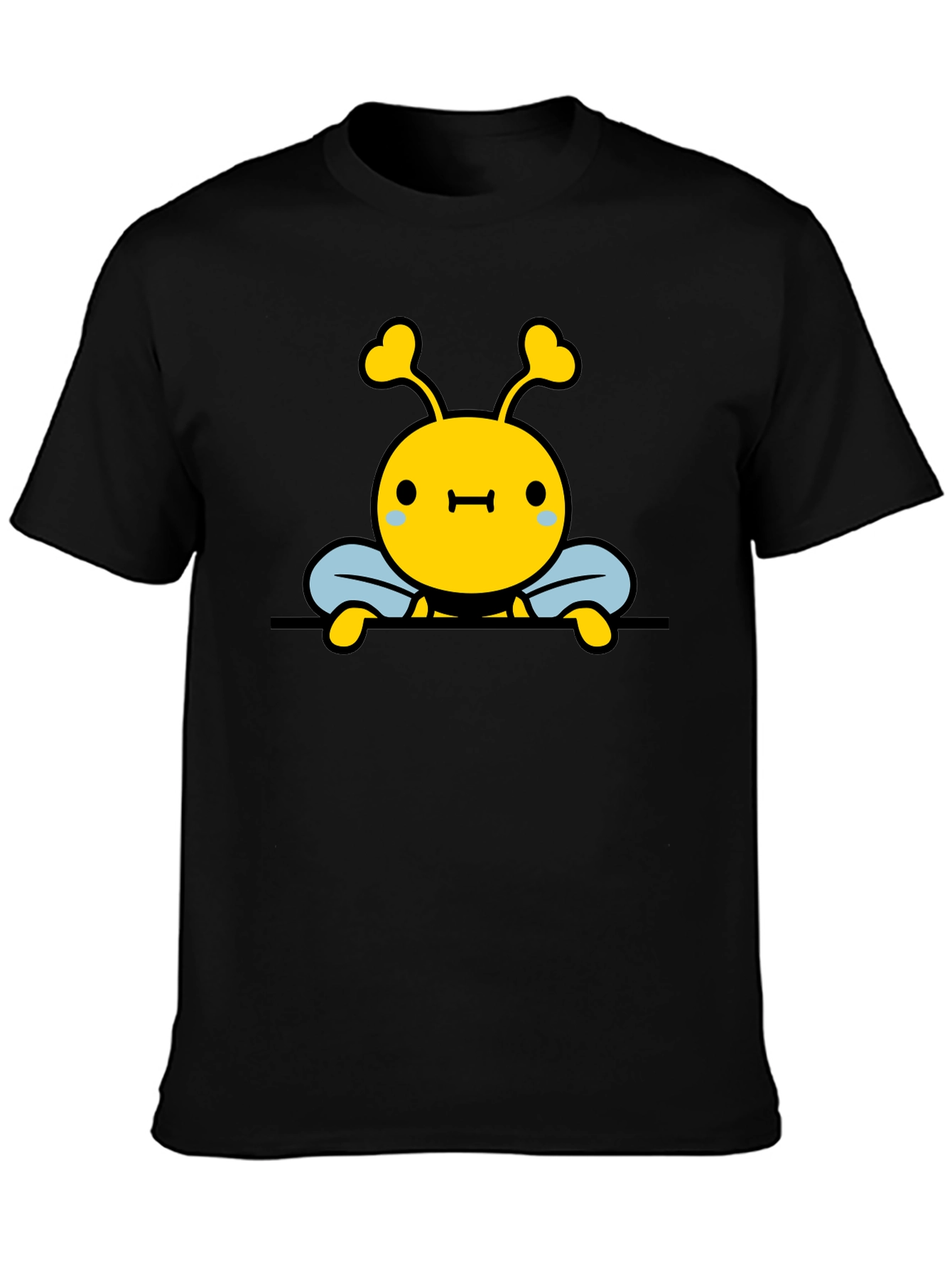 Cute Bee Graphic Black T-Shirt
