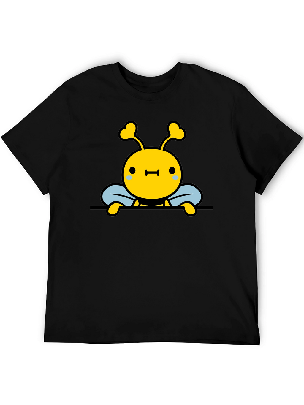 Cute Bee Graphic Black T-Shirt