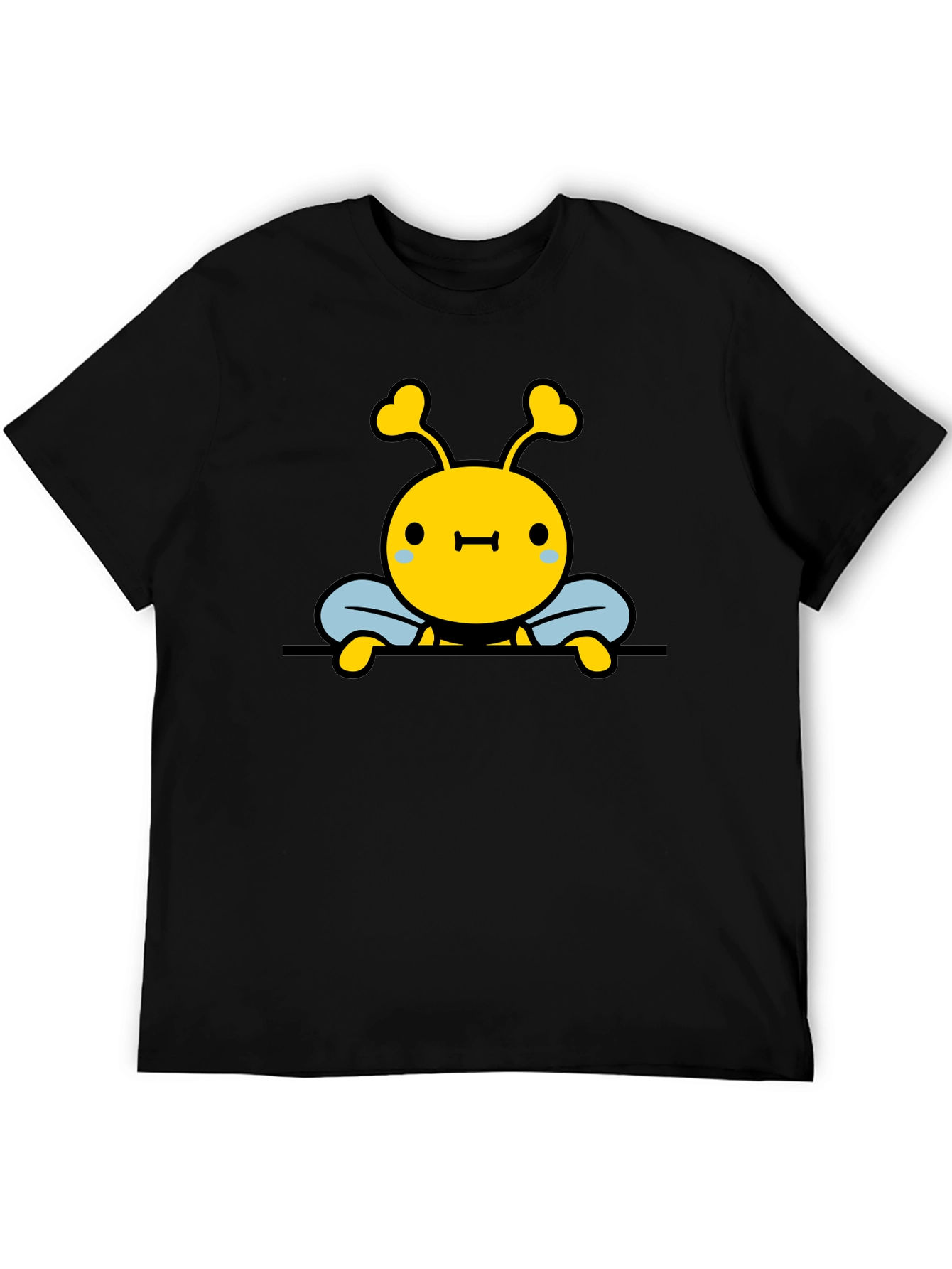 Cute Bee Graphic Black T-Shirt