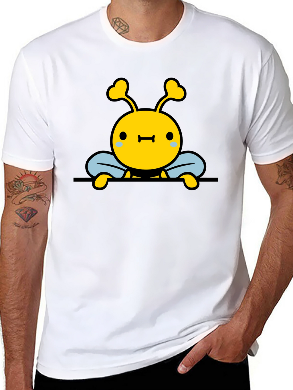 Cute Bee Graphic Black T-Shirt
