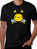 Cute Bee Graphic Black T-Shirt