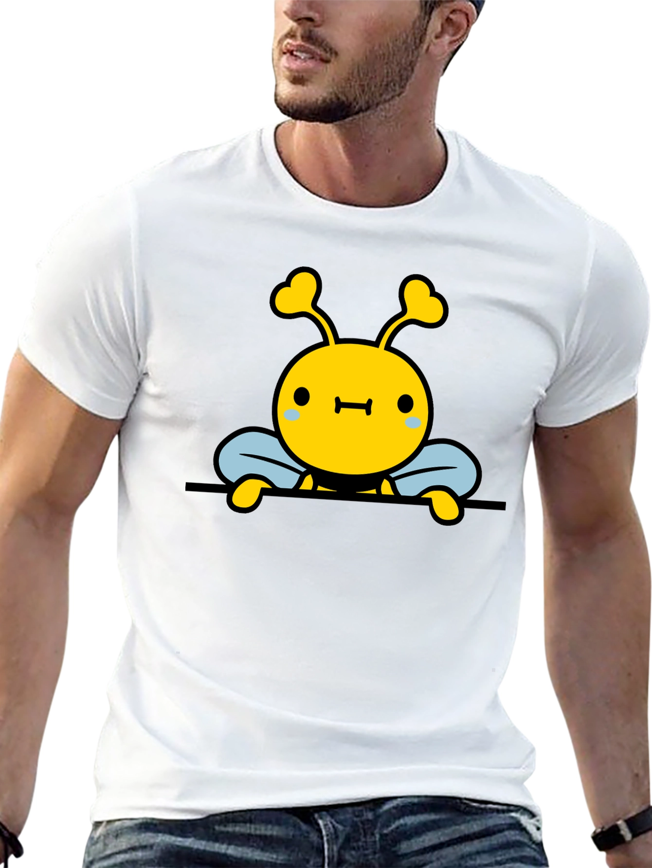 Cute Bee Graphic Black T-Shirt
