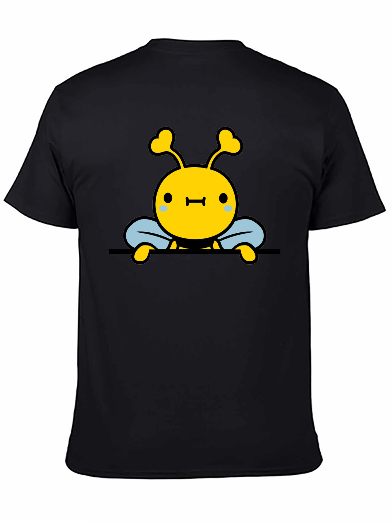 Cute Bee Graphic Black T-Shirt