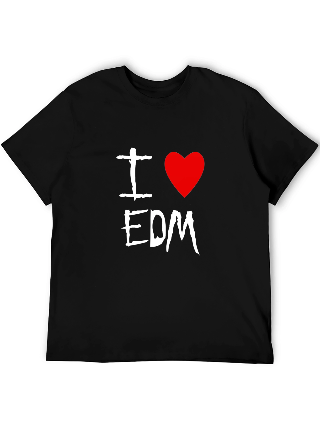 I Love EDM Graphic Tee - Black Cotton Blend Casual T-Shirt