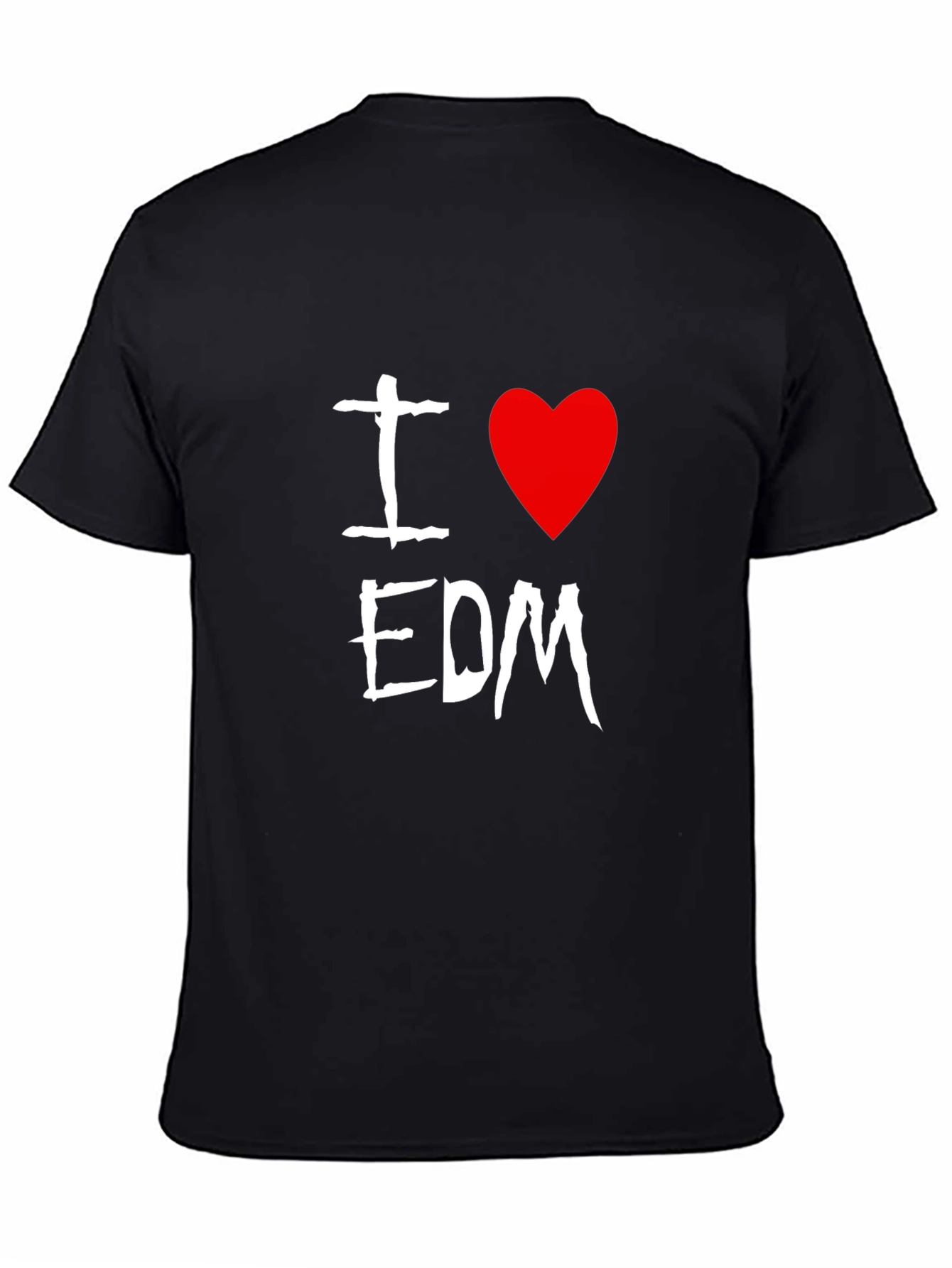 I Love EDM Graphic Tee - Black Cotton Blend Casual T-Shirt