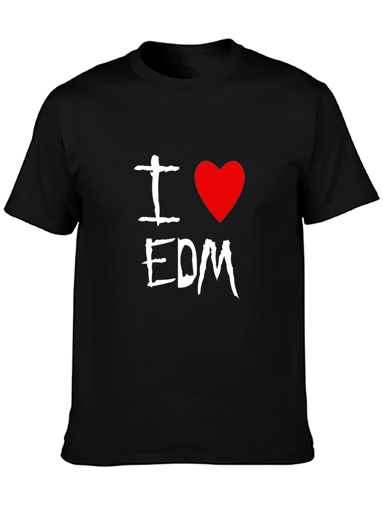 I Love EDM Graphic Tee - Black Cotton Blend Casual T-Shirt