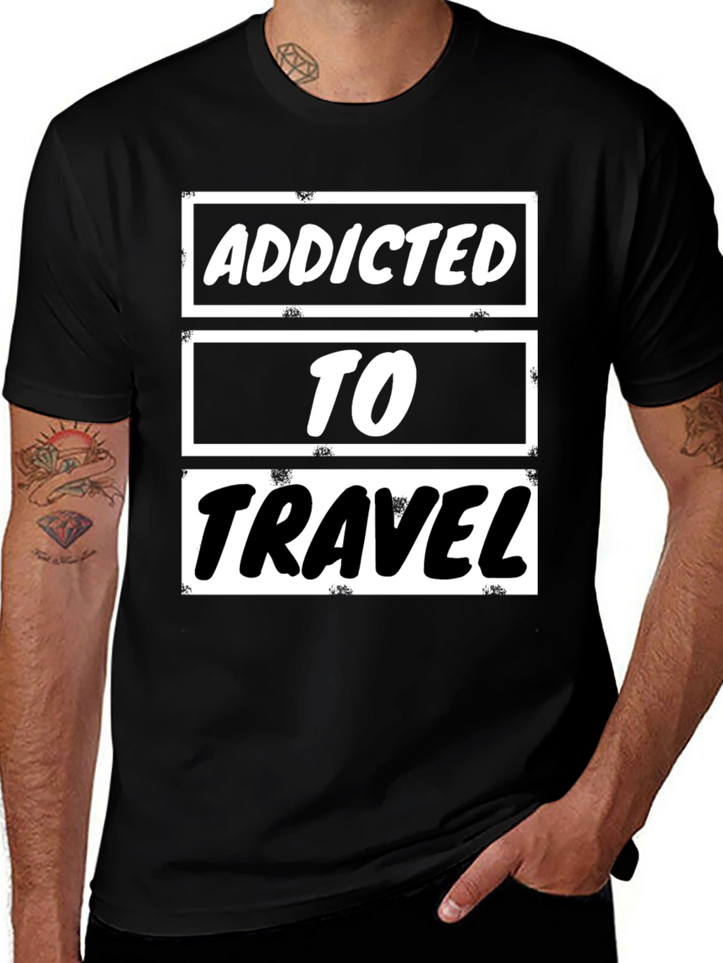 Addicted to Travel Graphic Tee - Black