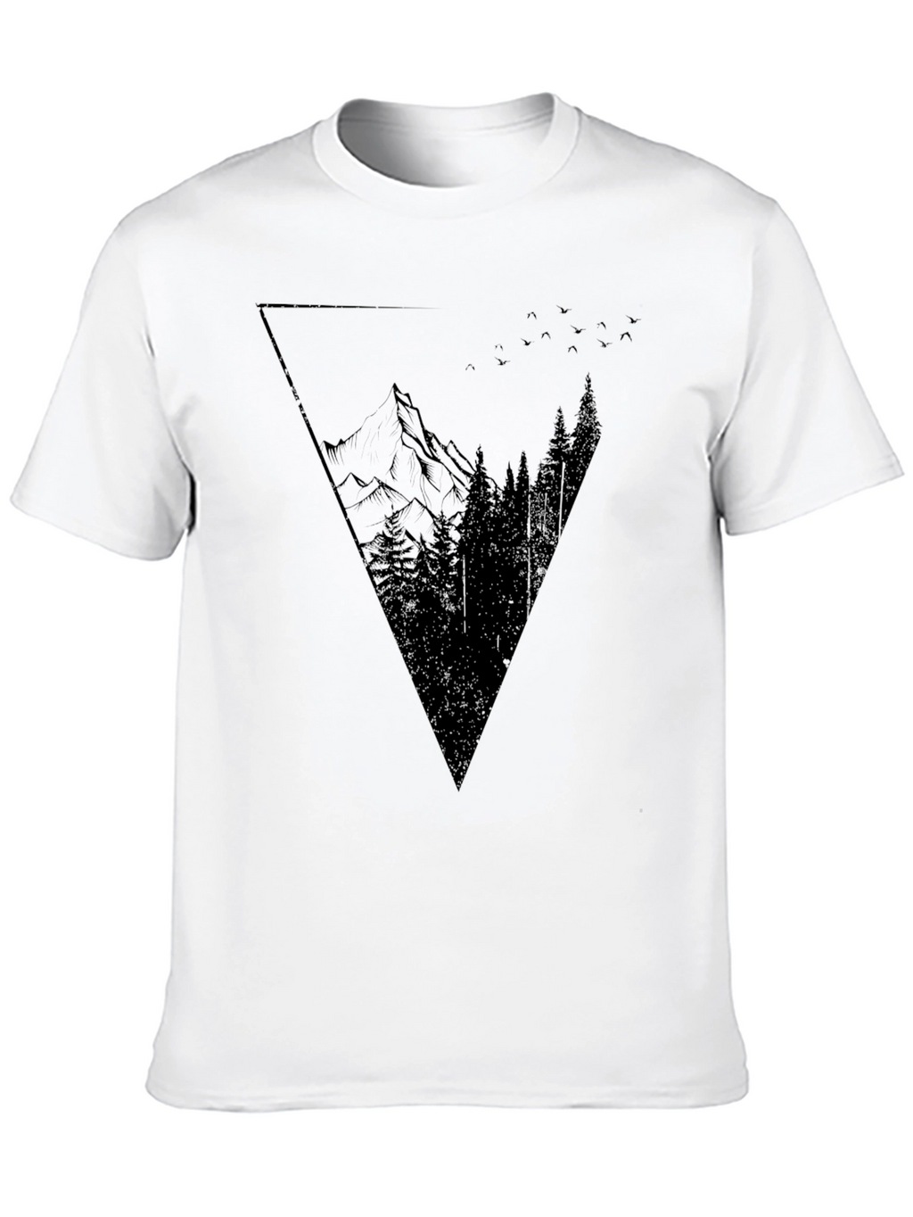 Geometric Mountain Graphic Tee - Black