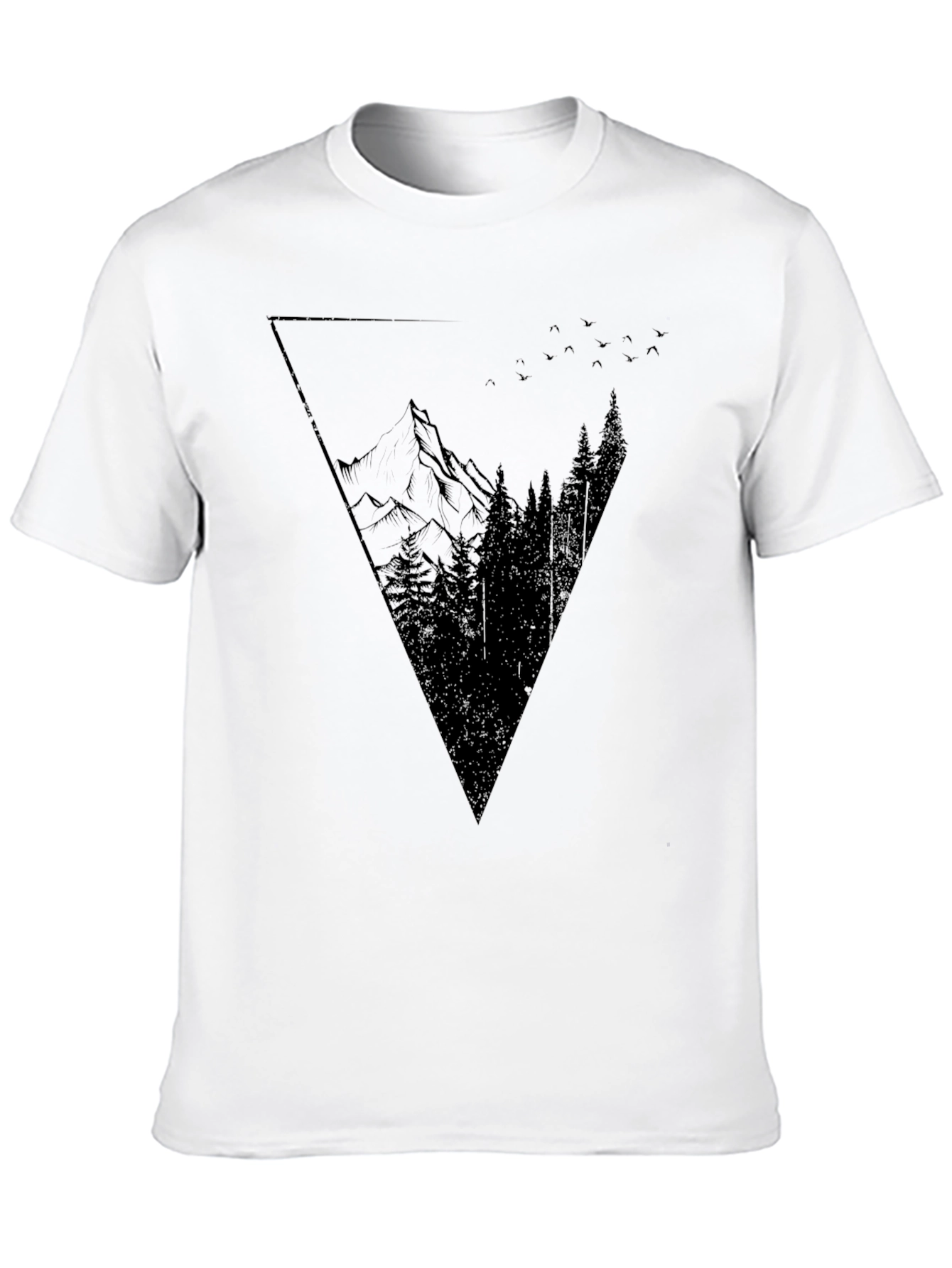 Geometric Mountain Graphic Tee - Black