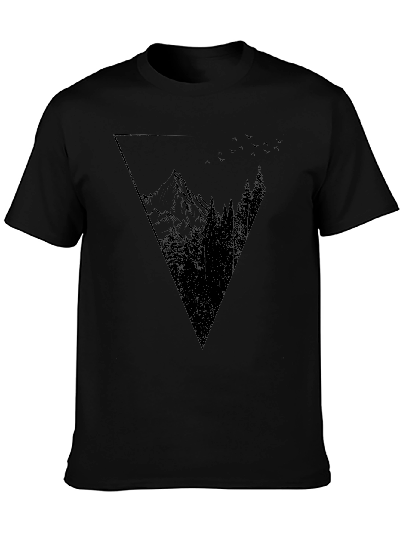 Geometric Mountain Graphic Tee - Black