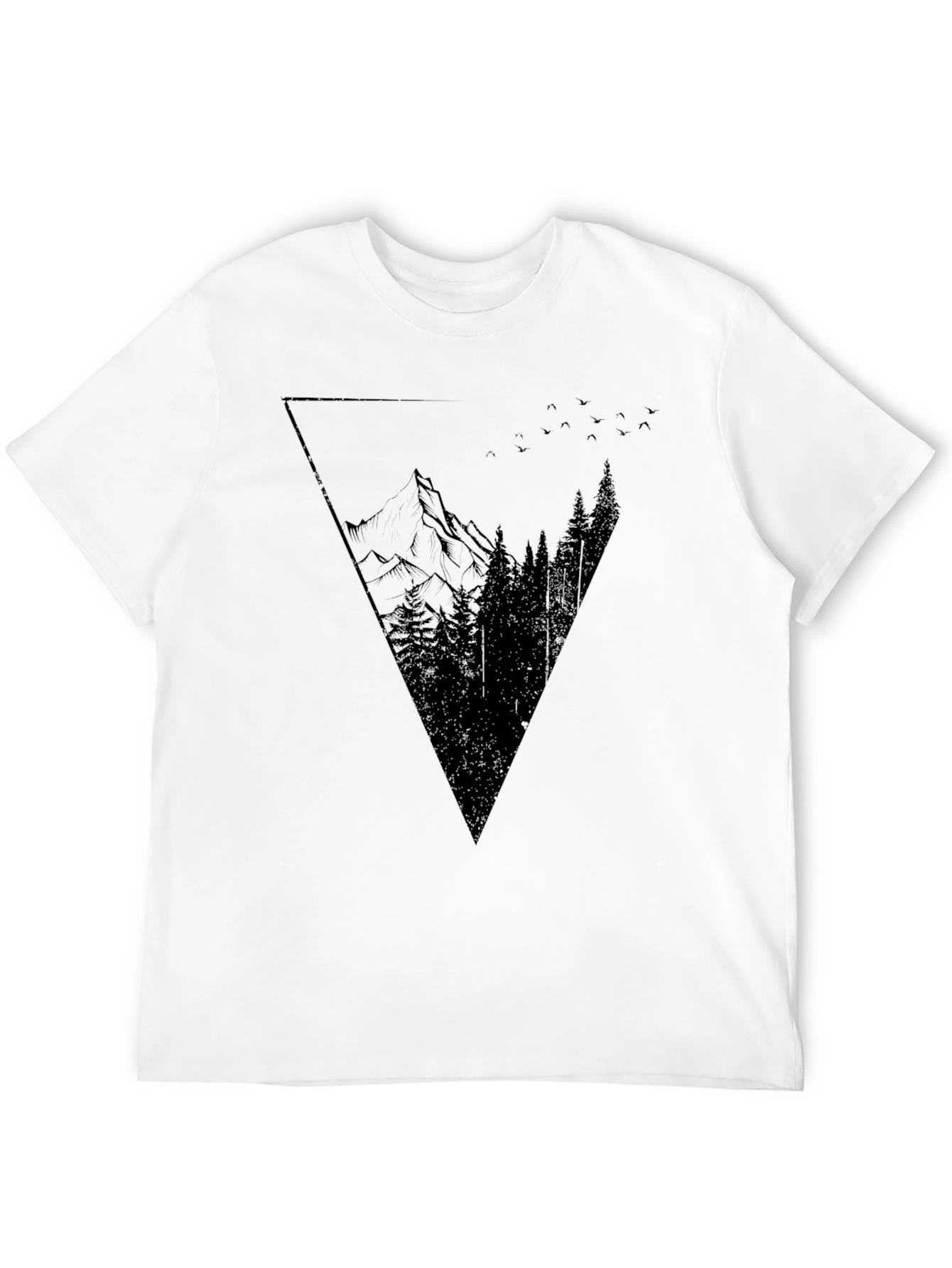 Geometric Mountain Graphic Tee - Black