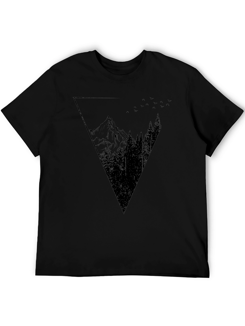 Geometric Mountain Graphic Tee - Black