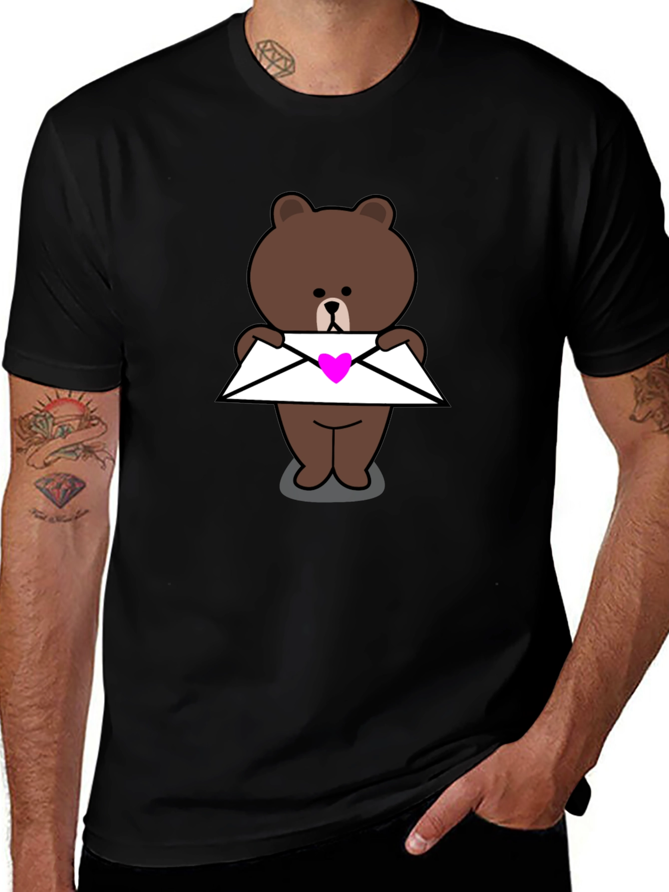 Cute Bear with Heart Envelope T-Shirt