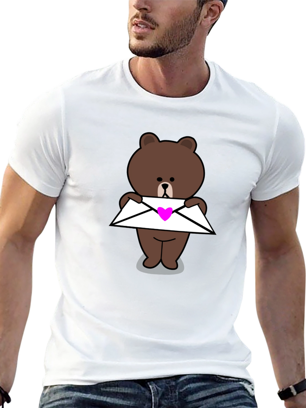Cute Bear with Heart Envelope T-Shirt