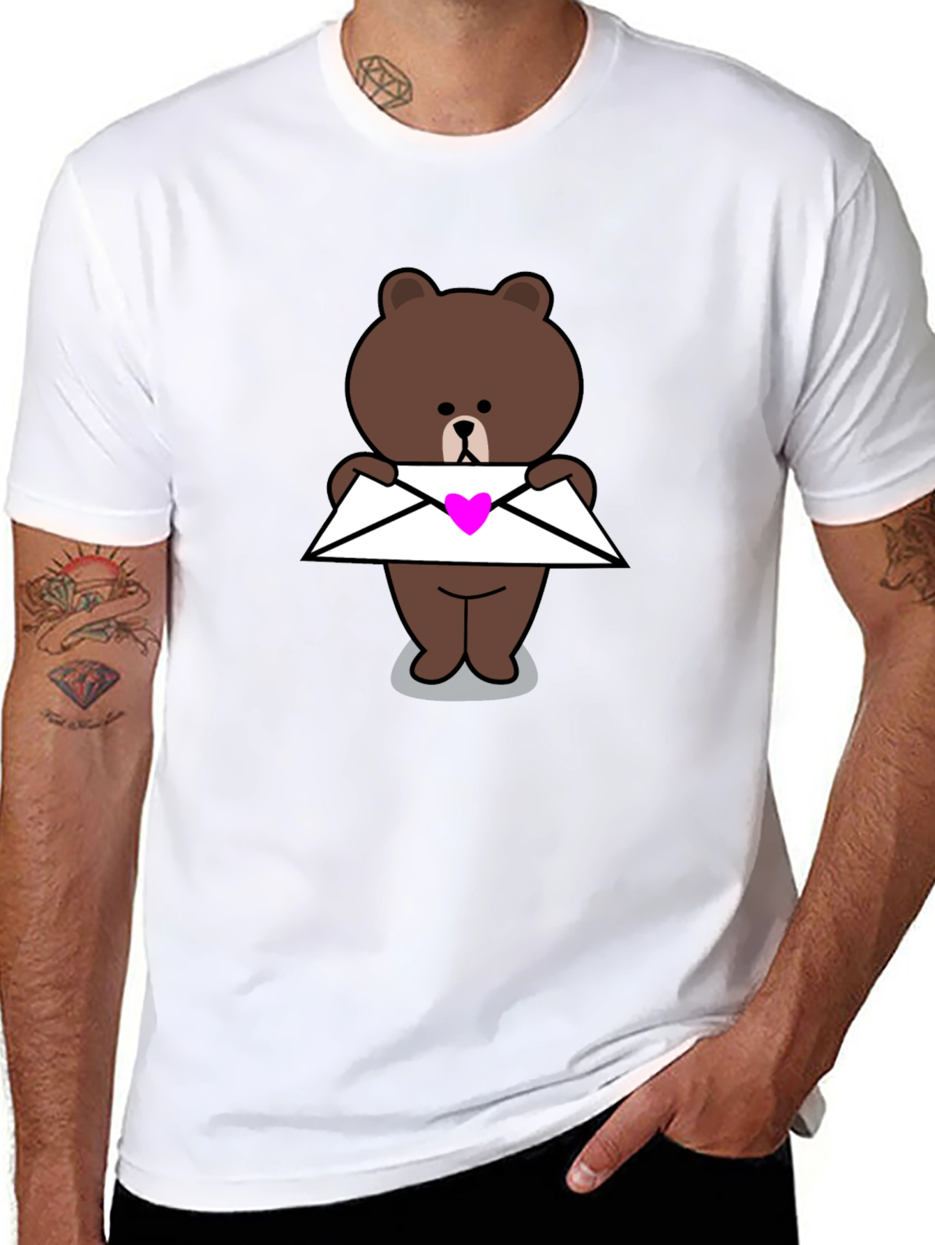 Cute Bear with Heart Envelope T-Shirt