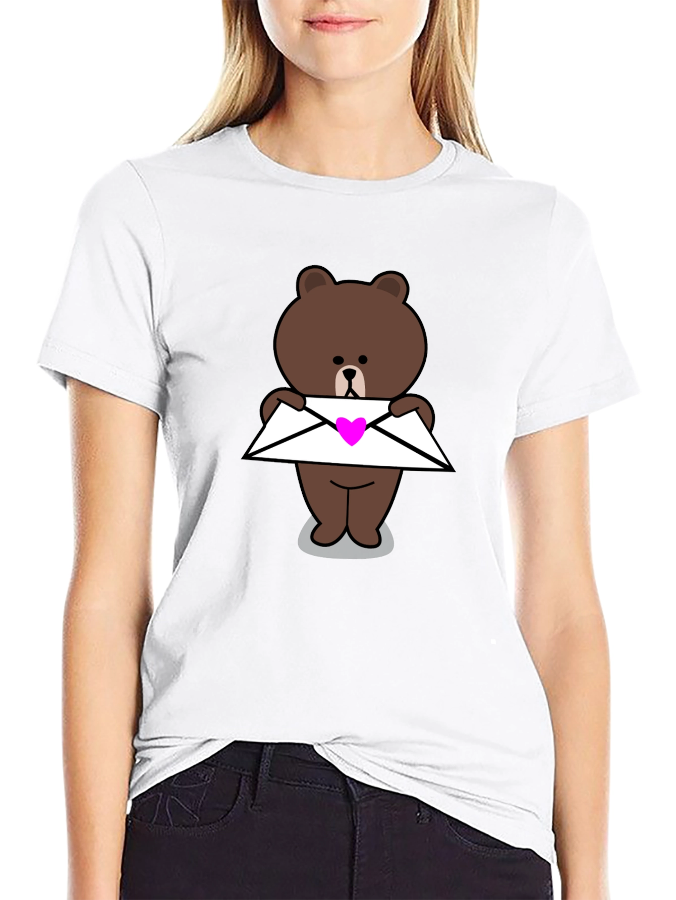 Cute Bear with Heart Envelope T-Shirt