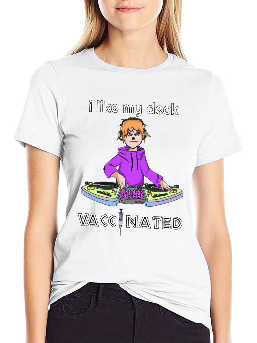 I Like My Deck Vaccinated Black T-Shirt