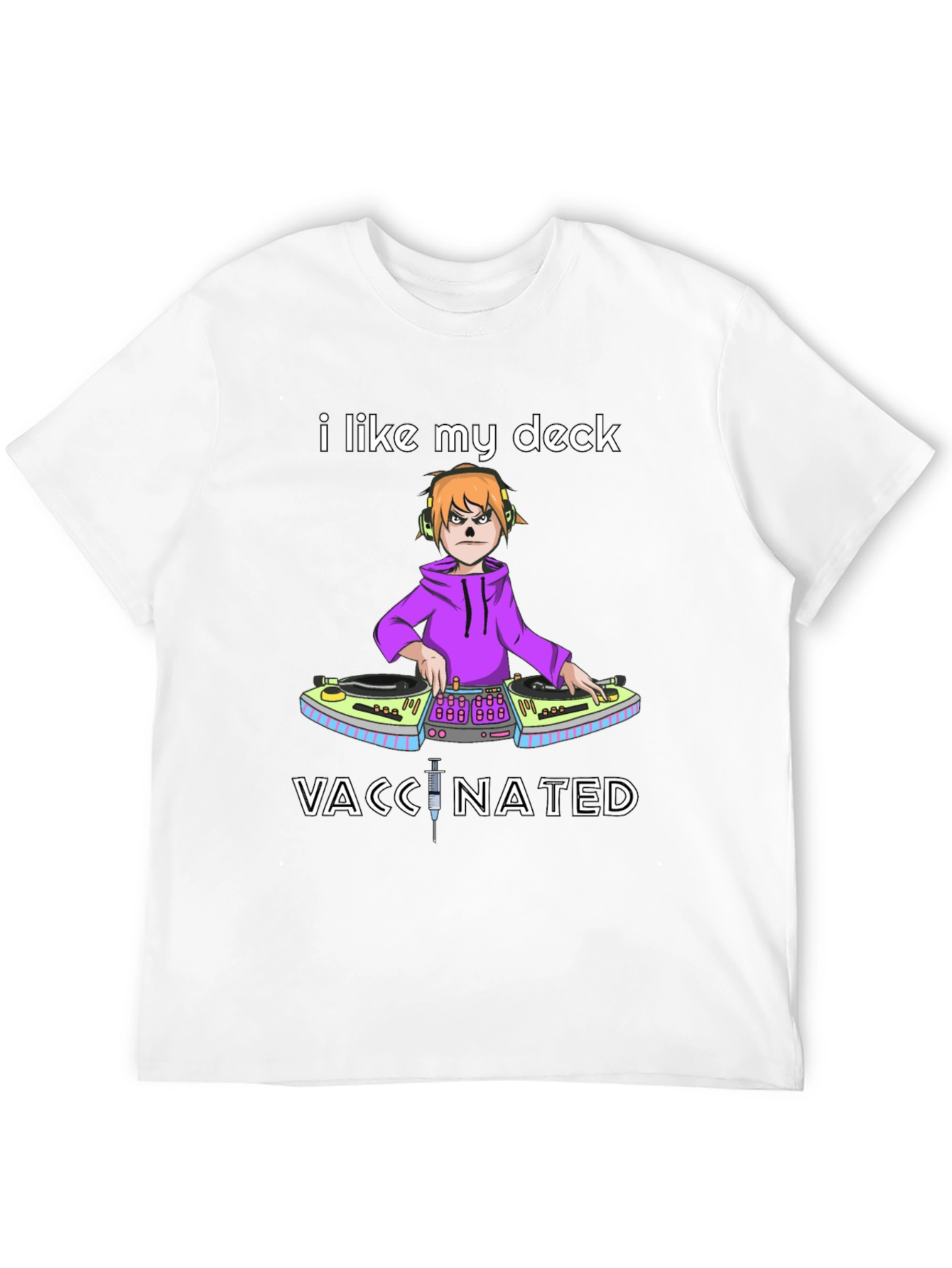 I Like My Deck Vaccinated Black T-Shirt