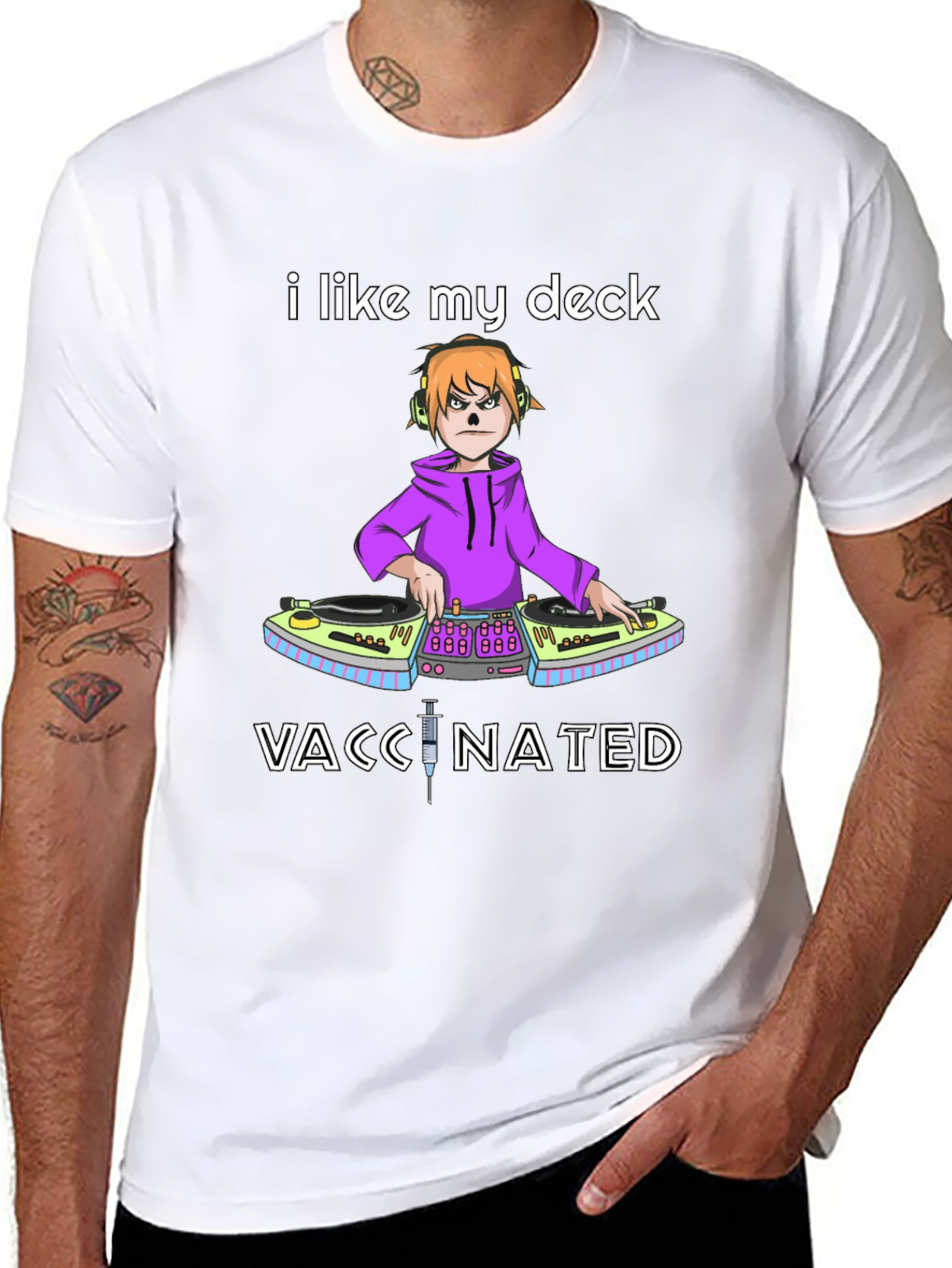I Like My Deck Vaccinated Black T-Shirt