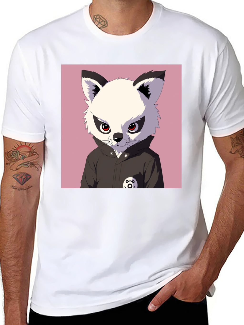 Cool Cartoon Fox T-Shirt - Black
