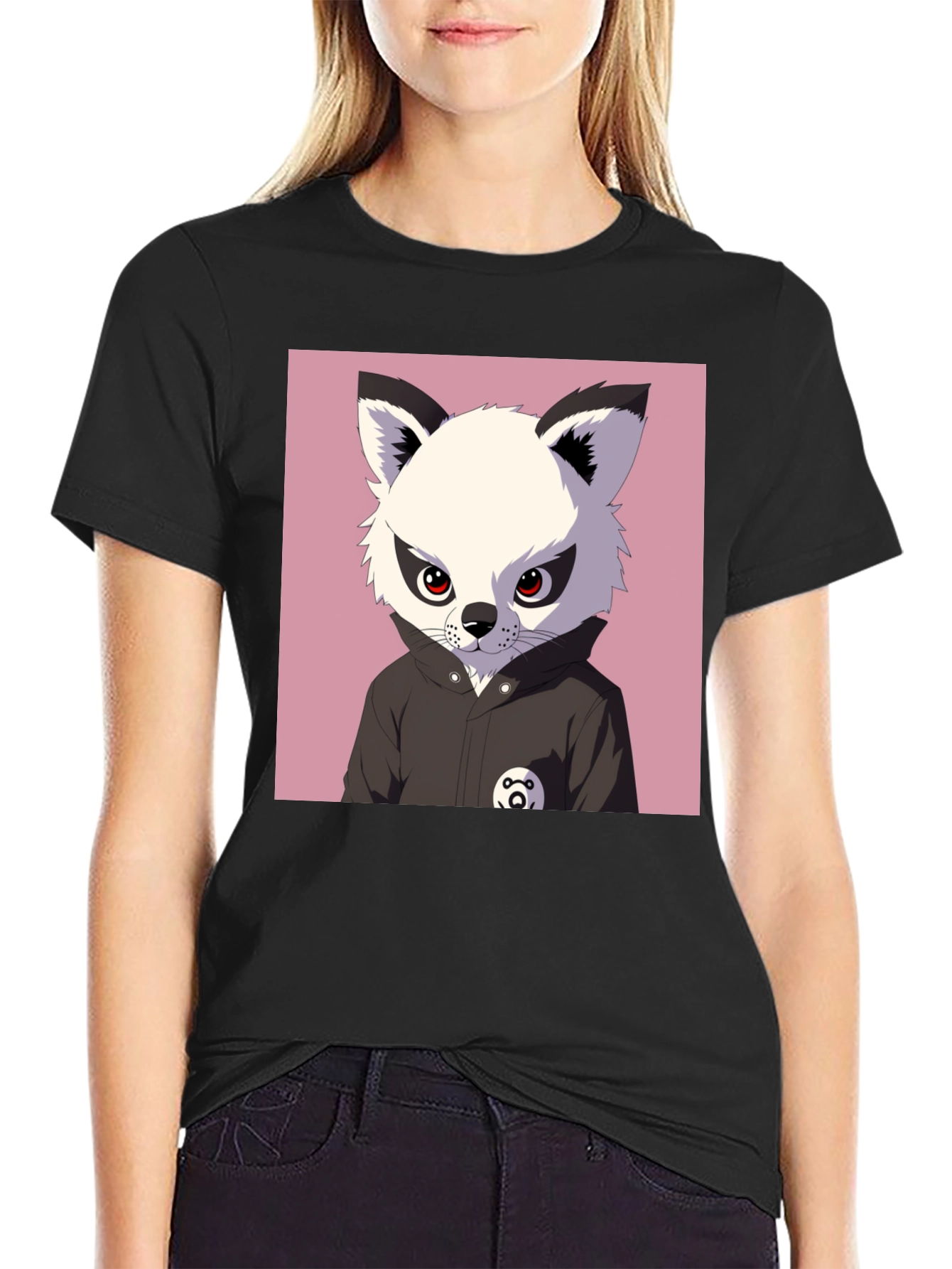 Cool Cartoon Fox T-Shirt - Black
