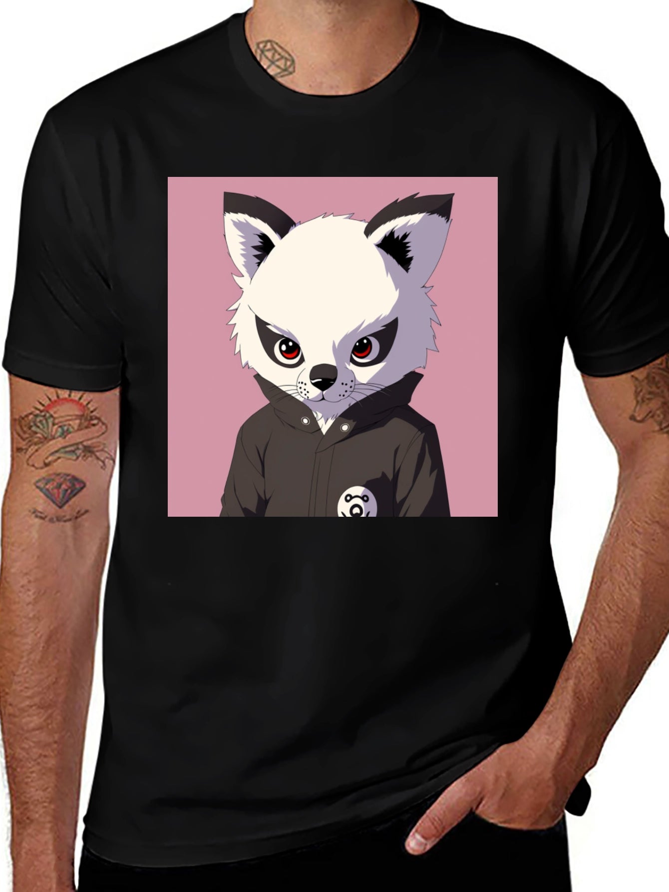 Cool Cartoon Fox T-Shirt - Black