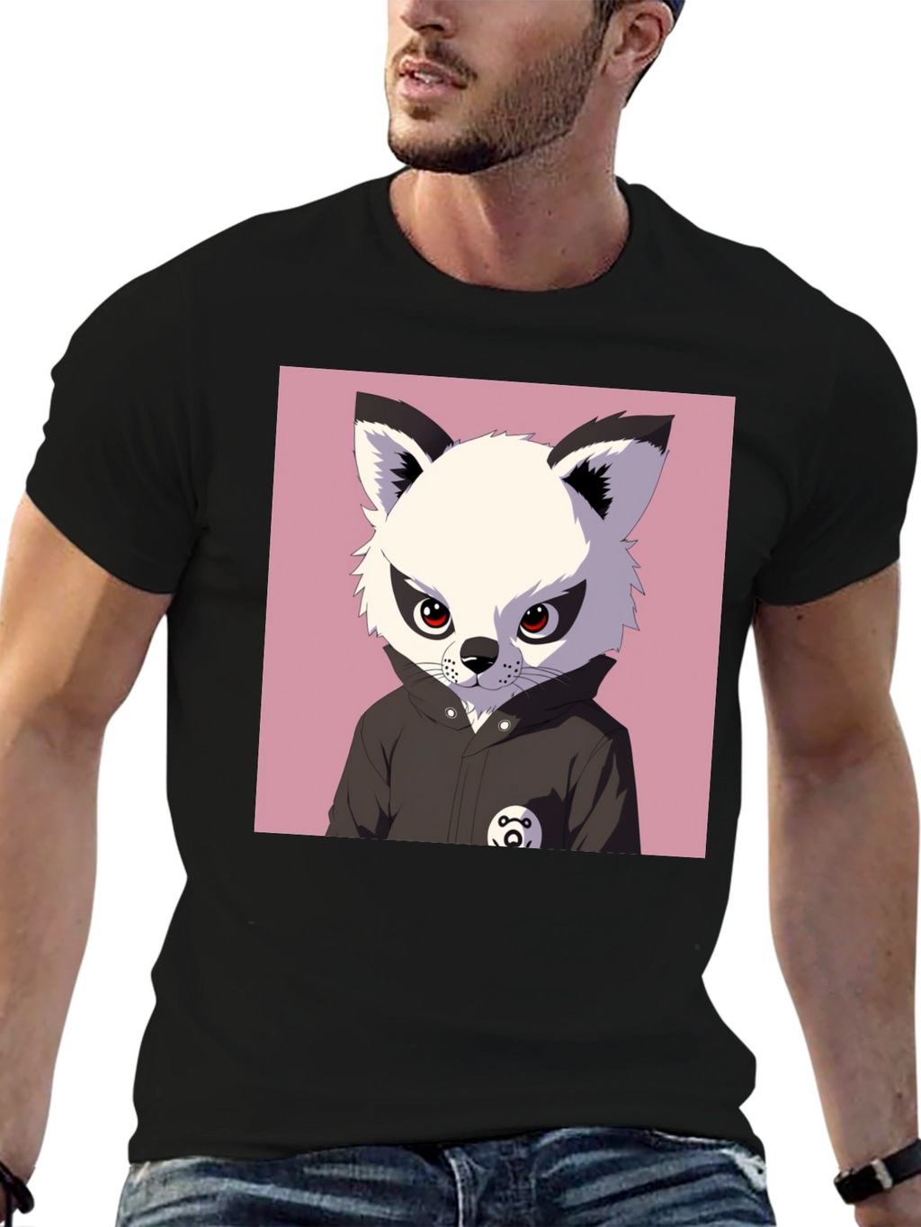 Cool Cartoon Fox T-Shirt - Black