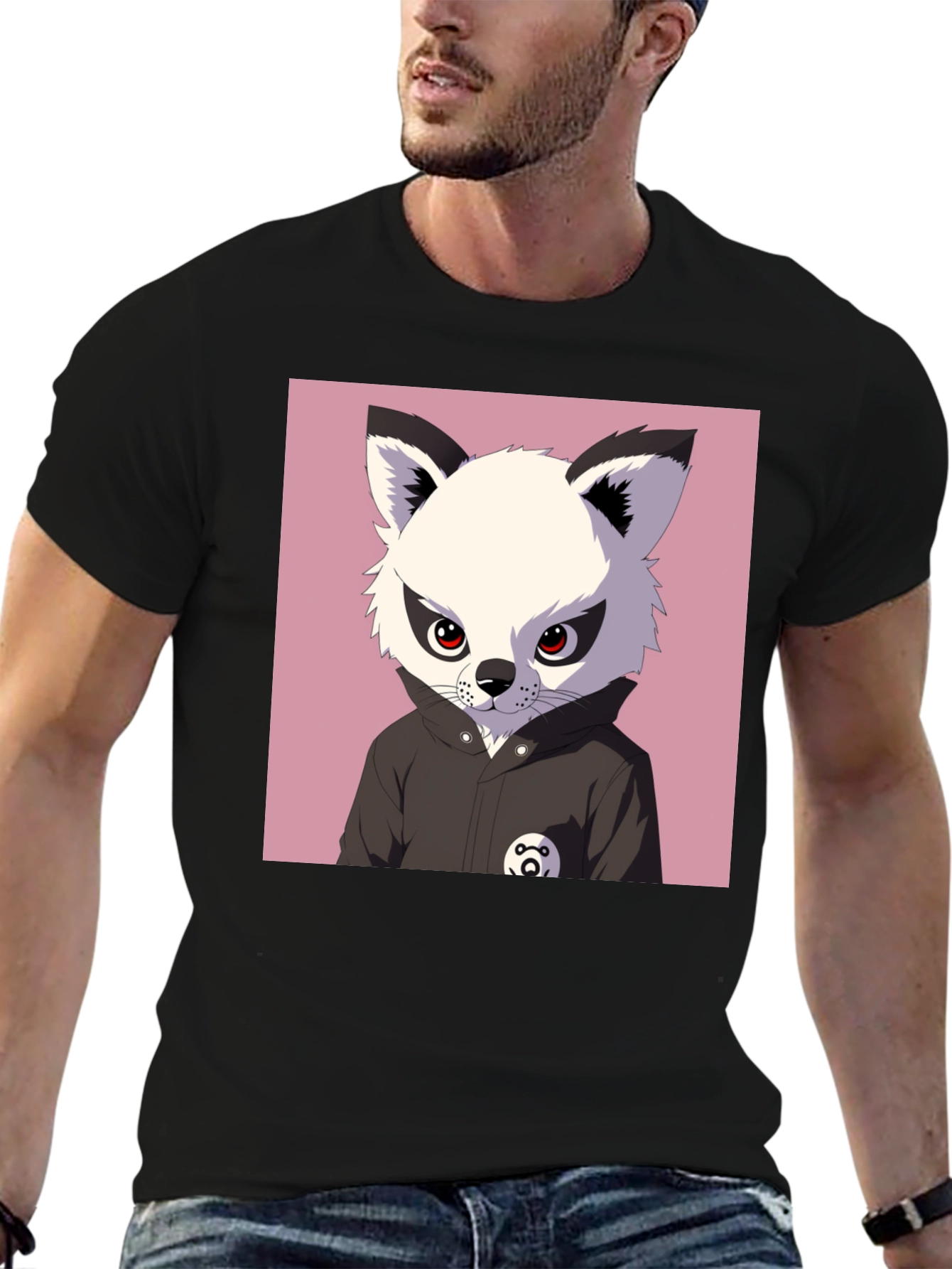 Cool Cartoon Fox T-Shirt - Black