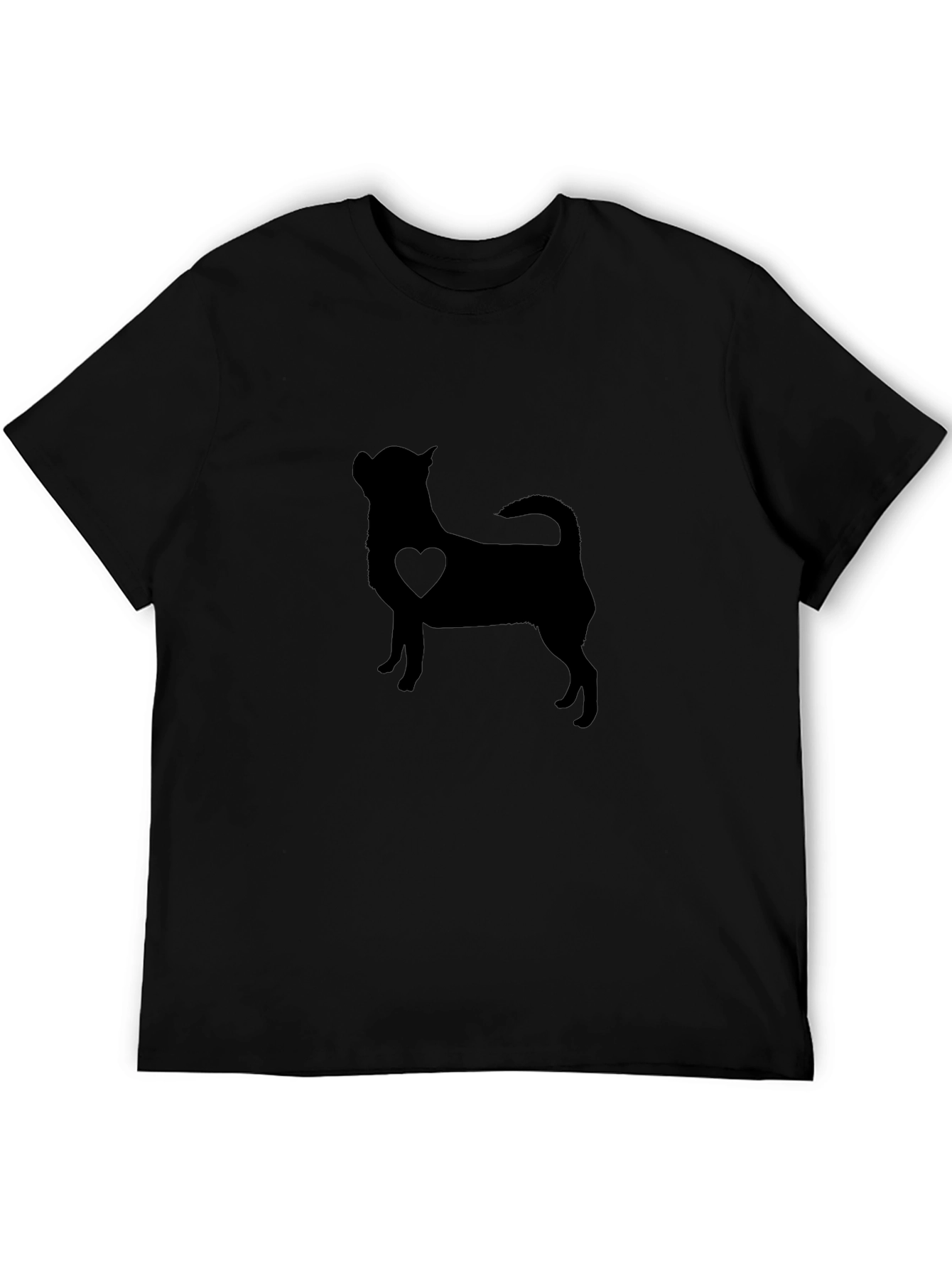 Chihuahua Heart Silhouette Mens Black T-Shirt