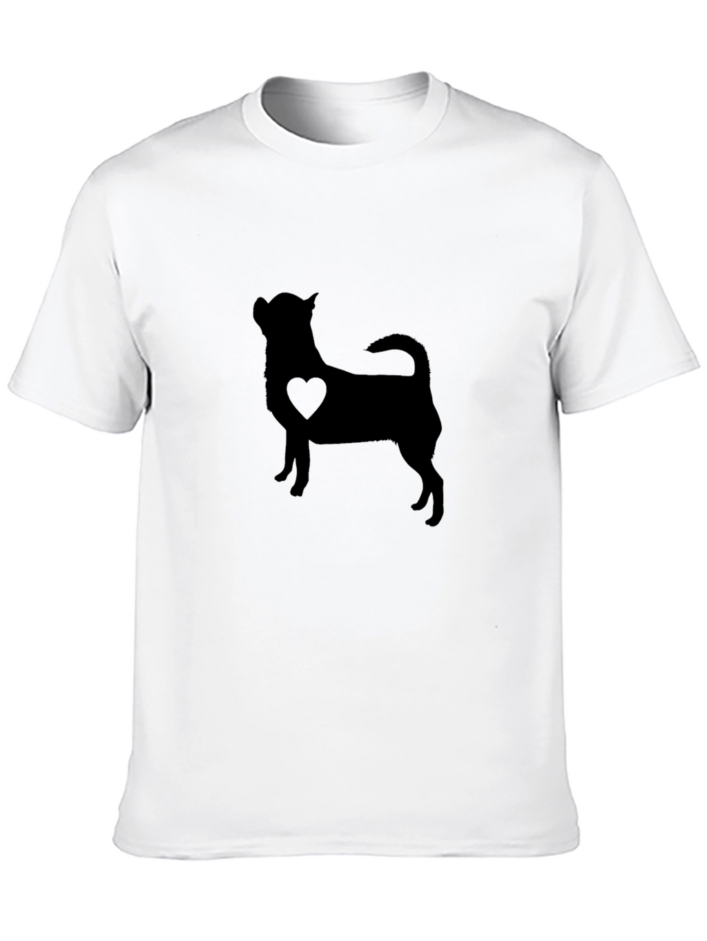 Chihuahua Heart Silhouette Mens Black T-Shirt