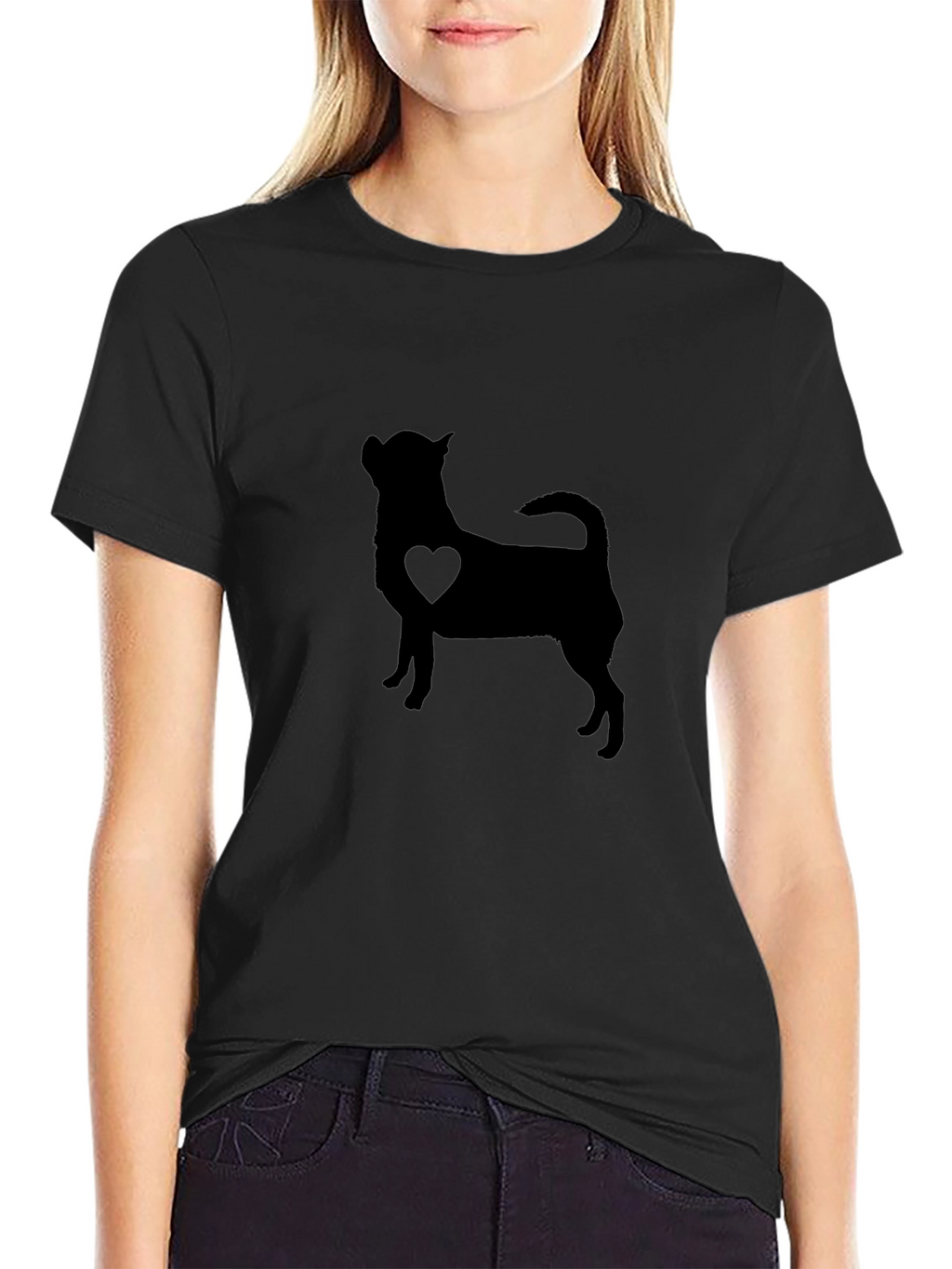 Chihuahua Heart Silhouette Mens Black T-Shirt