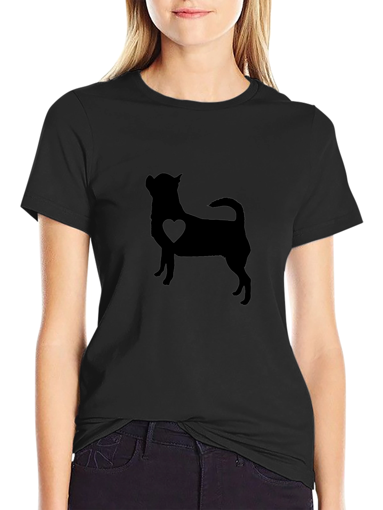 Chihuahua Heart Silhouette Mens Black T-Shirt