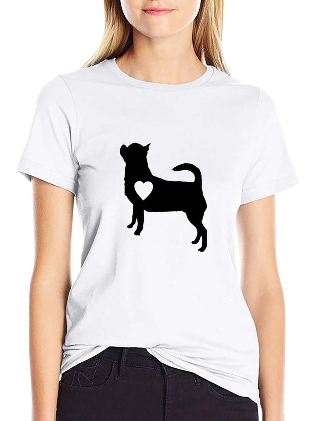 Chihuahua Heart Silhouette Mens Black T-Shirt