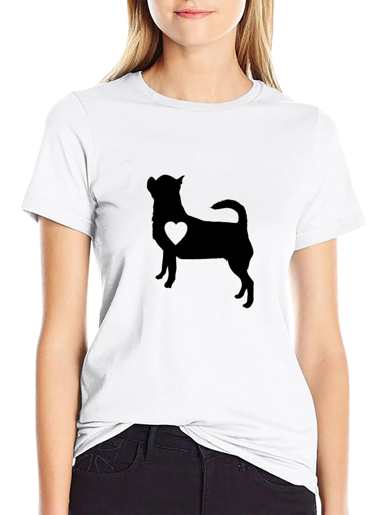 Chihuahua Heart Silhouette Mens Black T-Shirt