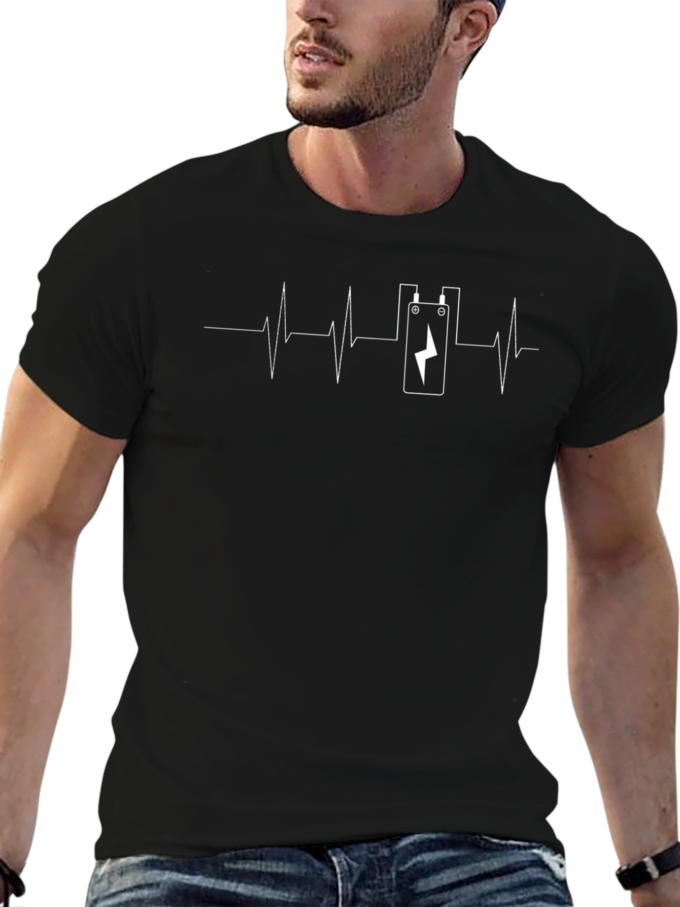 Guitar Pedal Heartbeat Graphic Tee - Black