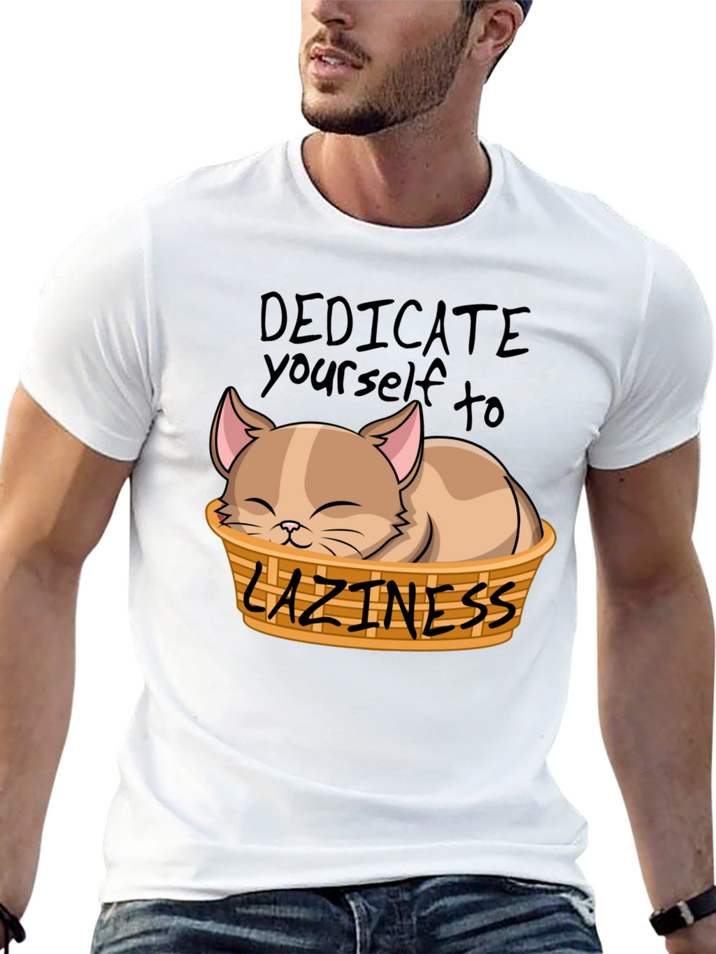 Dedicate Yourself to Laziness Cat T-Shirt